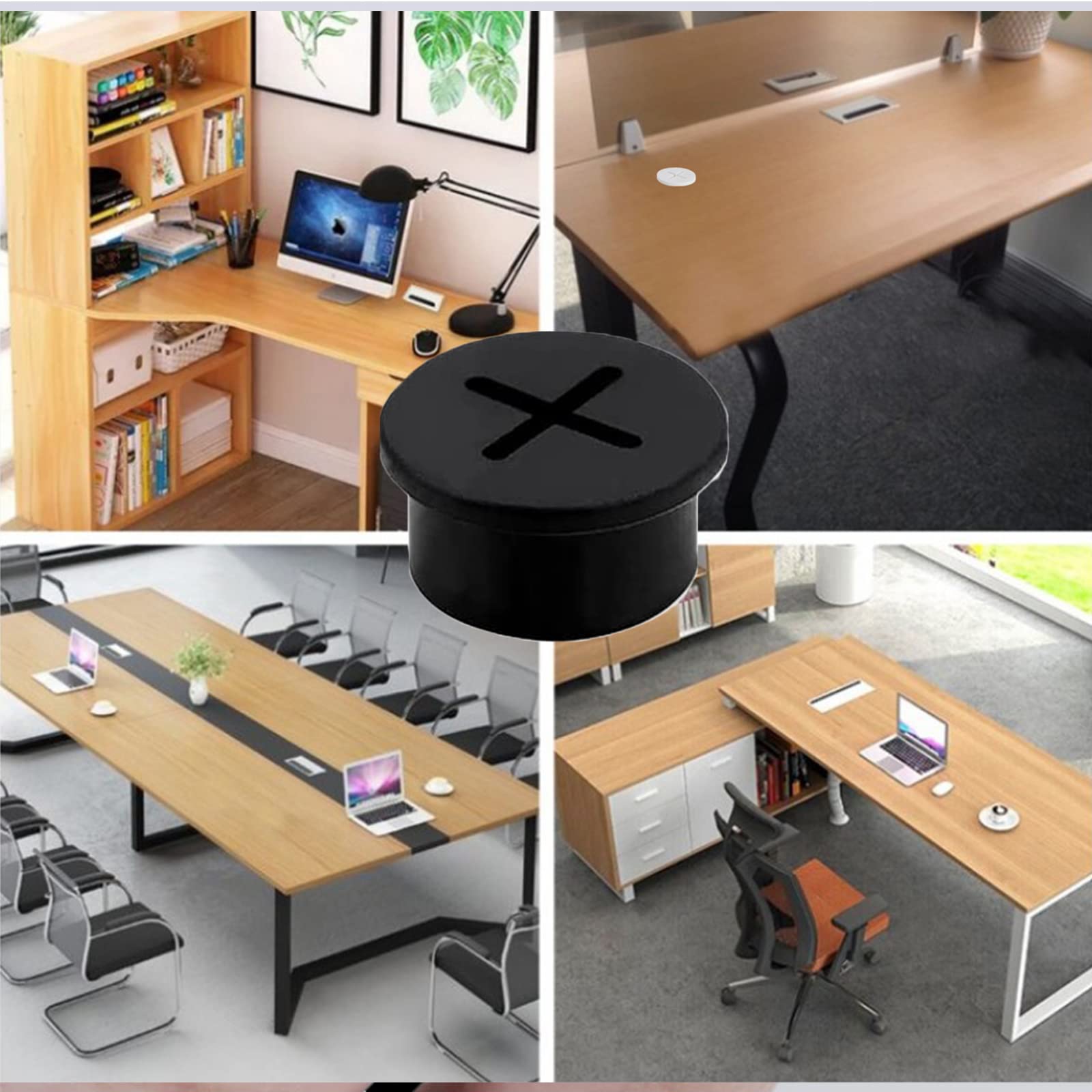 6 Buah Grommet Kabel 1 Inci - Penutup Lubang Meja Karet Putih untuk Kabel & Tali, Mudah Dipasang