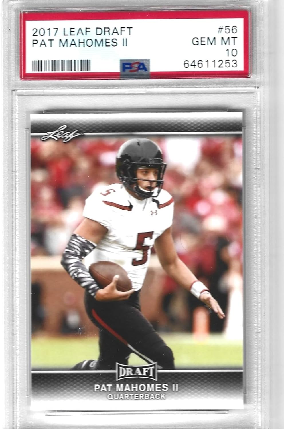 Graded Psa 10 Patrick "Pat" Mahomes 2017 Leaf Draft #56 Football Rookie Card Supertstar Quarterback 3 Time Super Bowl Champ Mvp