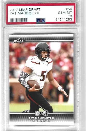 PSA 10 PATRICK "PAT" MAHOMES 2017 LEAF DRAFT ROOKIE CARD GRADED PSA GEM MINT 10 CHIEFS SUPERSTAR QUARTERBACK SUPERL BOWL CHAMP