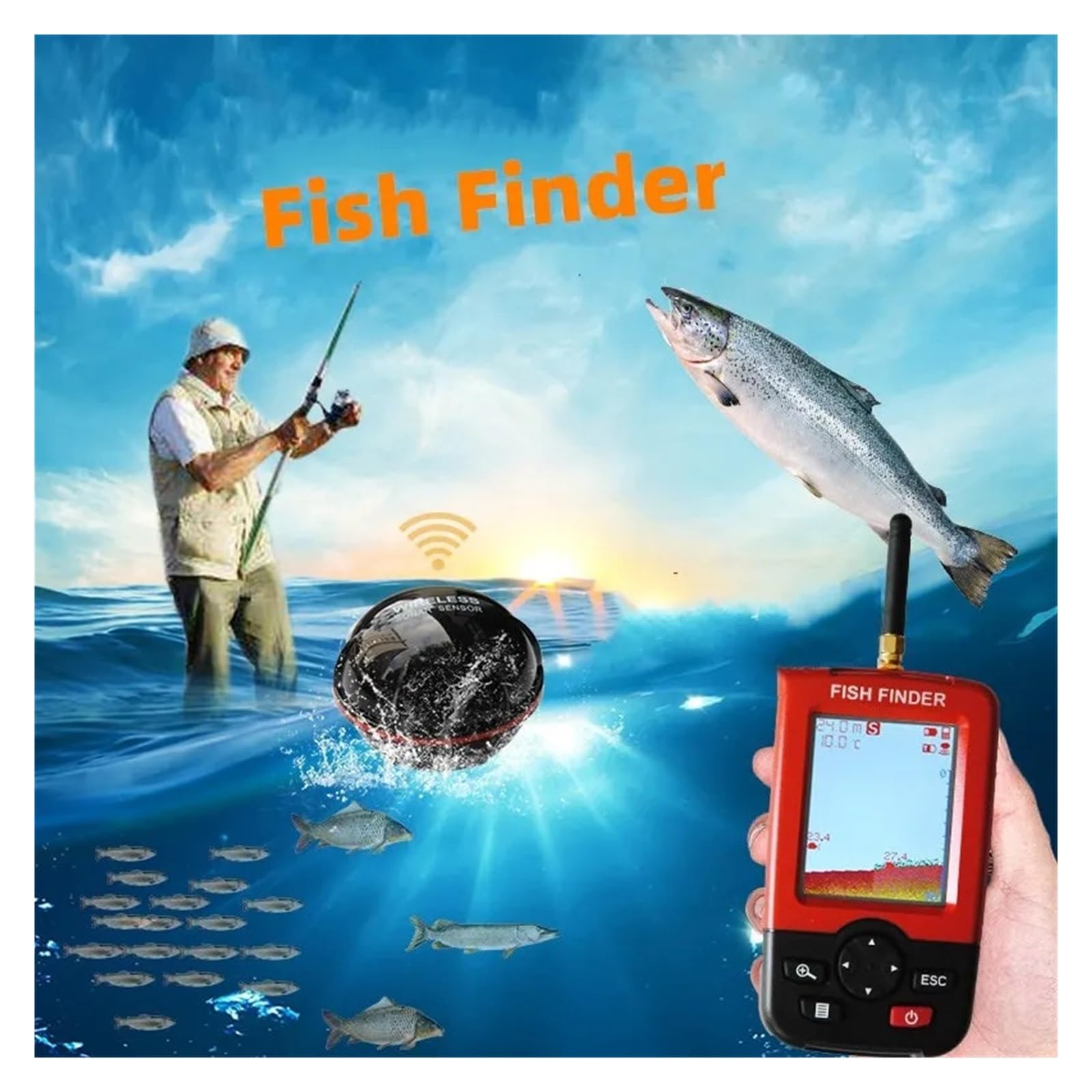 Ecoscandaglio, Rilevatore ecoscandaglio portatile wireless per da pesca