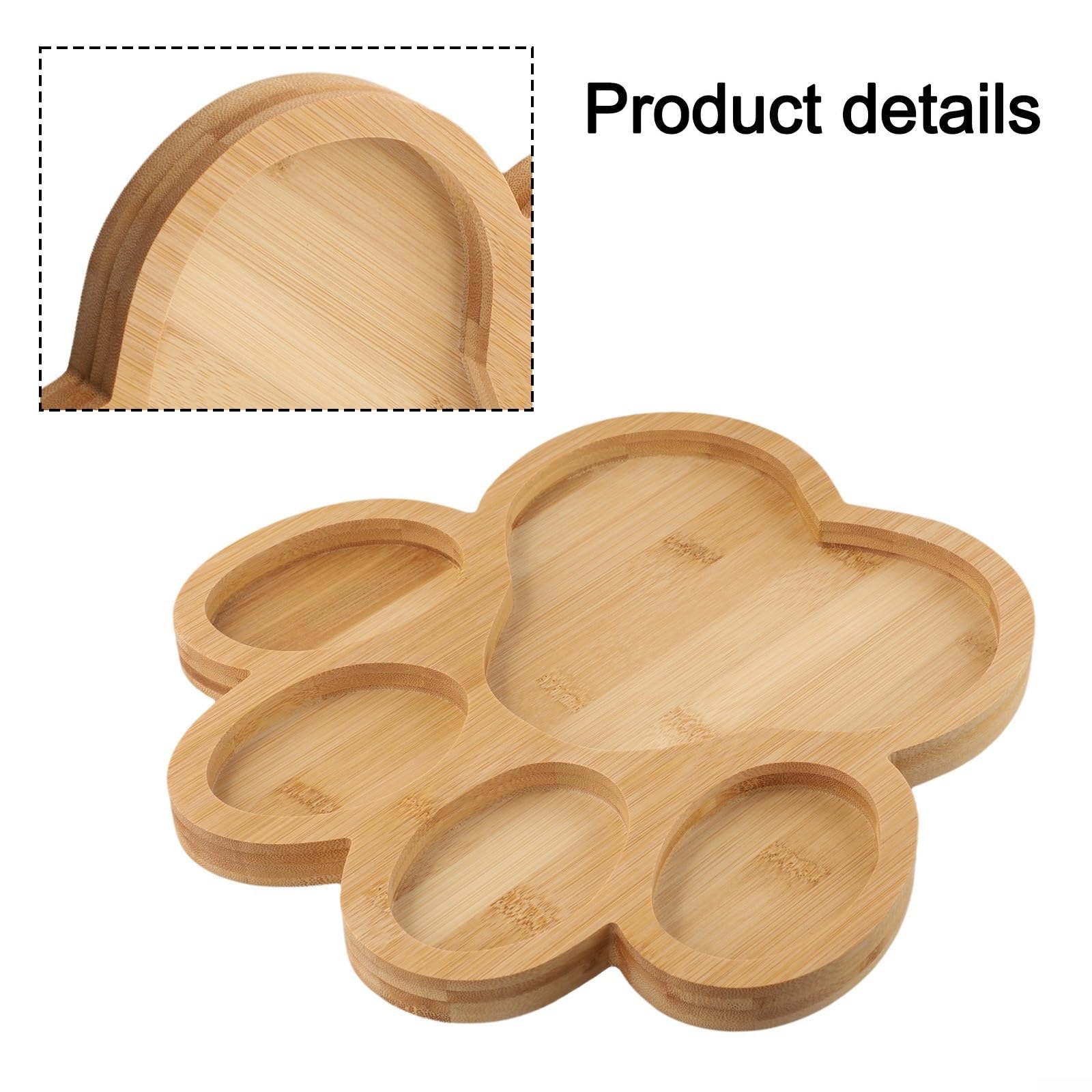 QOXEZY Vassoio da portata in legno naturale a forma di zampa di cane, con 5 scomparti, per organizzare snack, formaggio, frutta, dessert (4)
