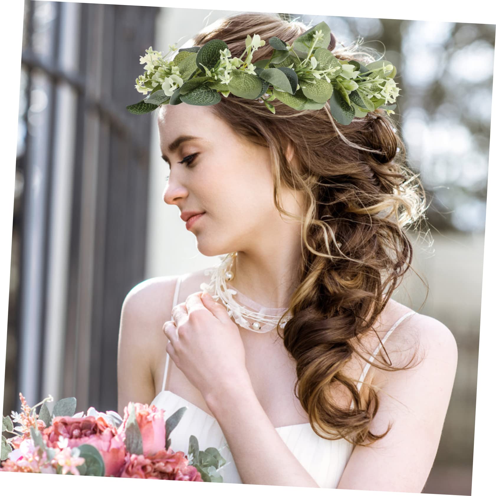 FRCOLOR 3 Piezas Guirnalda Diadema Cintas Para El Cabello Para Niñas Tocado Nupcial De Hadas Foto Guirnalda Falsa Tocado Nupcial Traje De Alambre De Hierro Verde