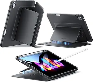 ESR for iPad Air 11 Inch Case M3/M2 (2025/2024), iPad Air 5th/4th Gen (2022/2020), Vertical Stand Cover, Multi Stand Angles, Ultra-Stable Case with Pencil Holder, Auto Wake/Sleep, Black