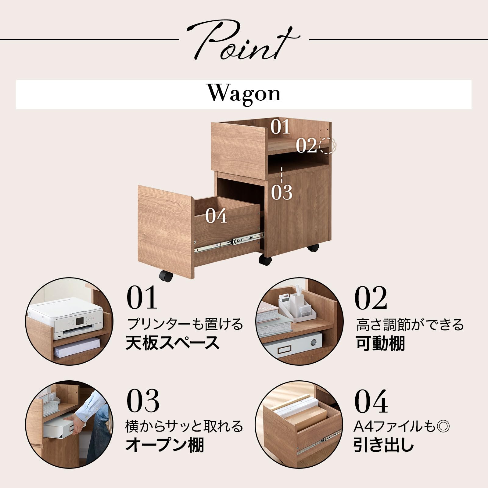 LOWYA パソコンデスク［幅140cm］［シャビーナチュラル］ Amazon.co.jp: LOWYA ロウヤ デスク パソコンデスク ワゴンセット 幅