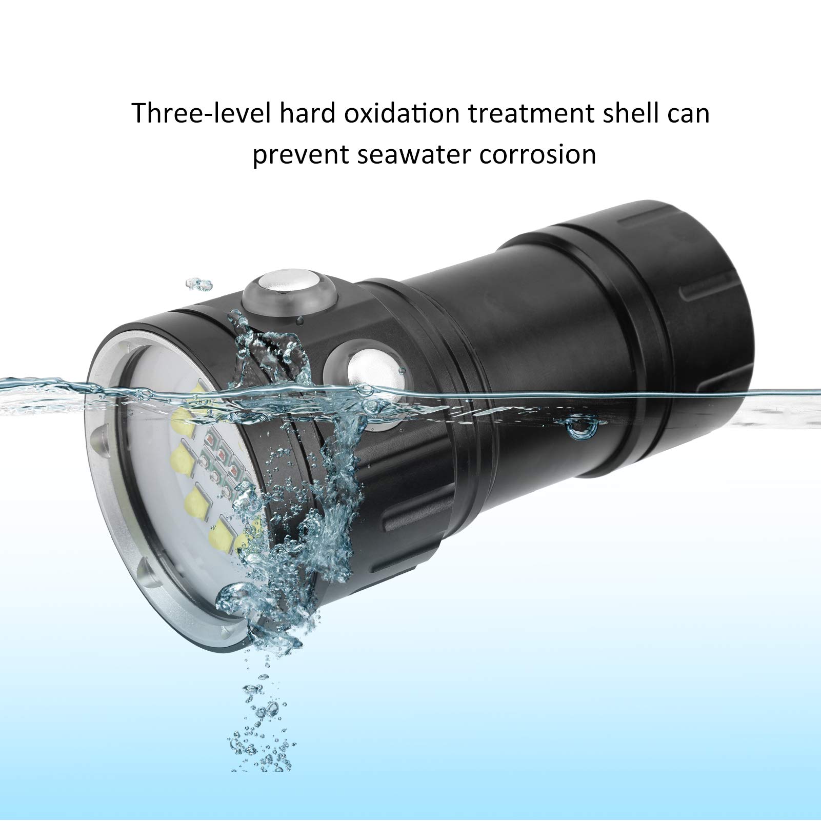 Luce LED Subacquea Compatta - Torcia Per Video E Foto Subacquee Impermeabile Fino A 45m | 3 Modalità - Foto 8