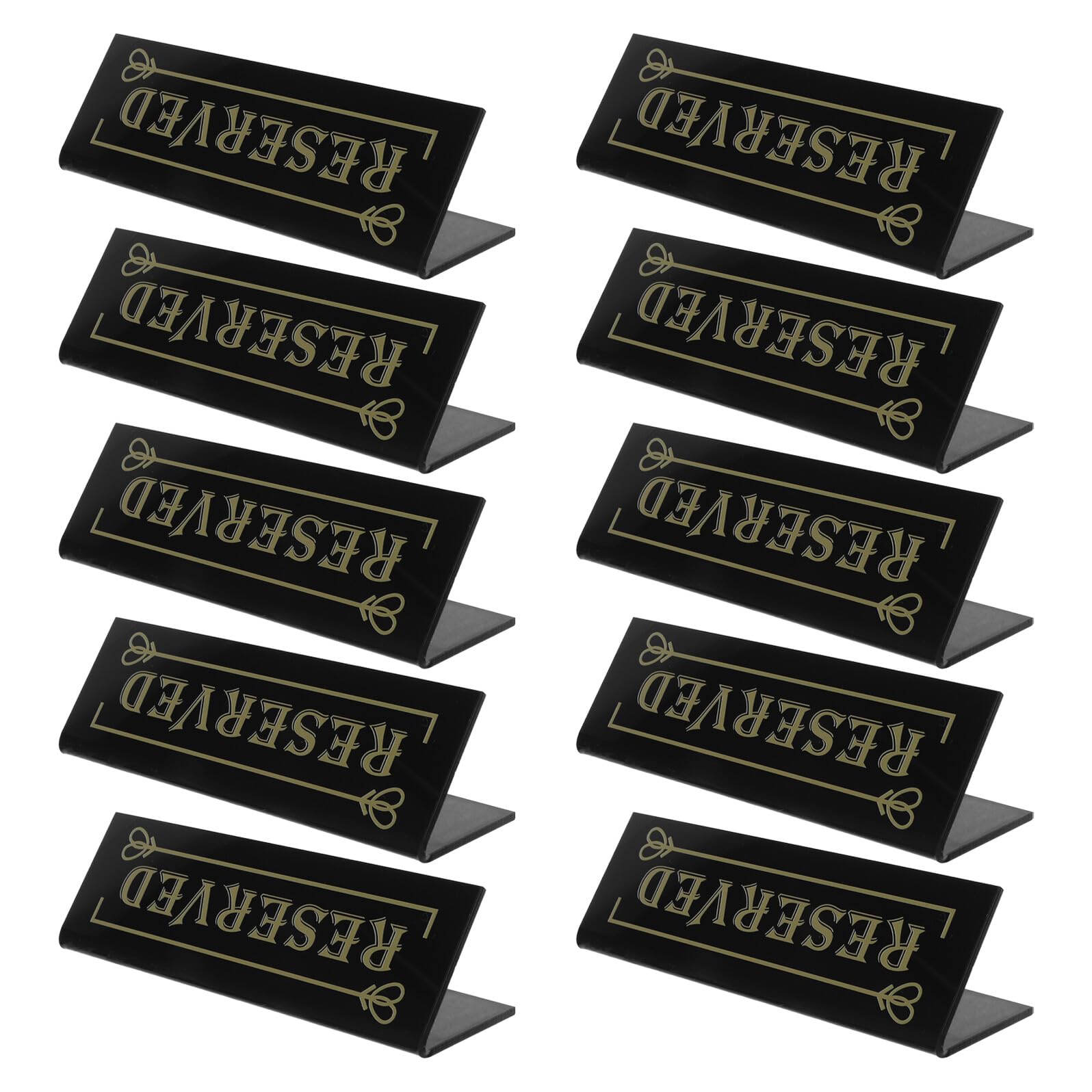 Beaupretty 10 Carteles Acrílicos de Mesa Reservada Negros para Restaurante, Bodas y Eventos, Señalización Doble Cara Reutilizable para Banquetes y Recepciones, Marcadores de Asiento