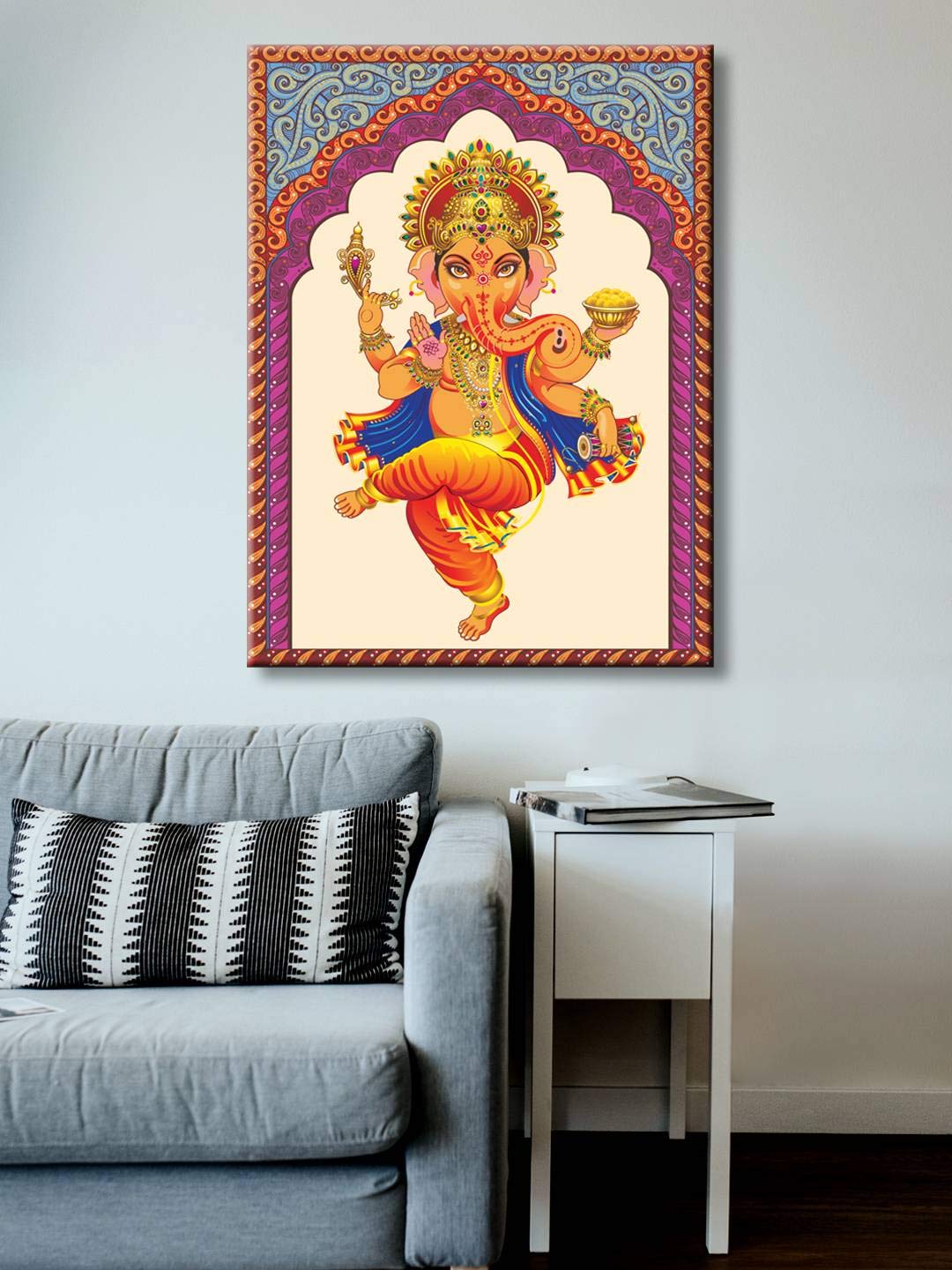 999Store Wooden Stretched God Lord Ganesha Ganpati wall hangings