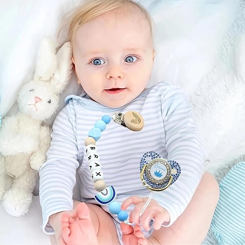 Miniatura 6 de Clip personalizado para chupete con nombre, clip de silicona para cochecito (arcoíris)