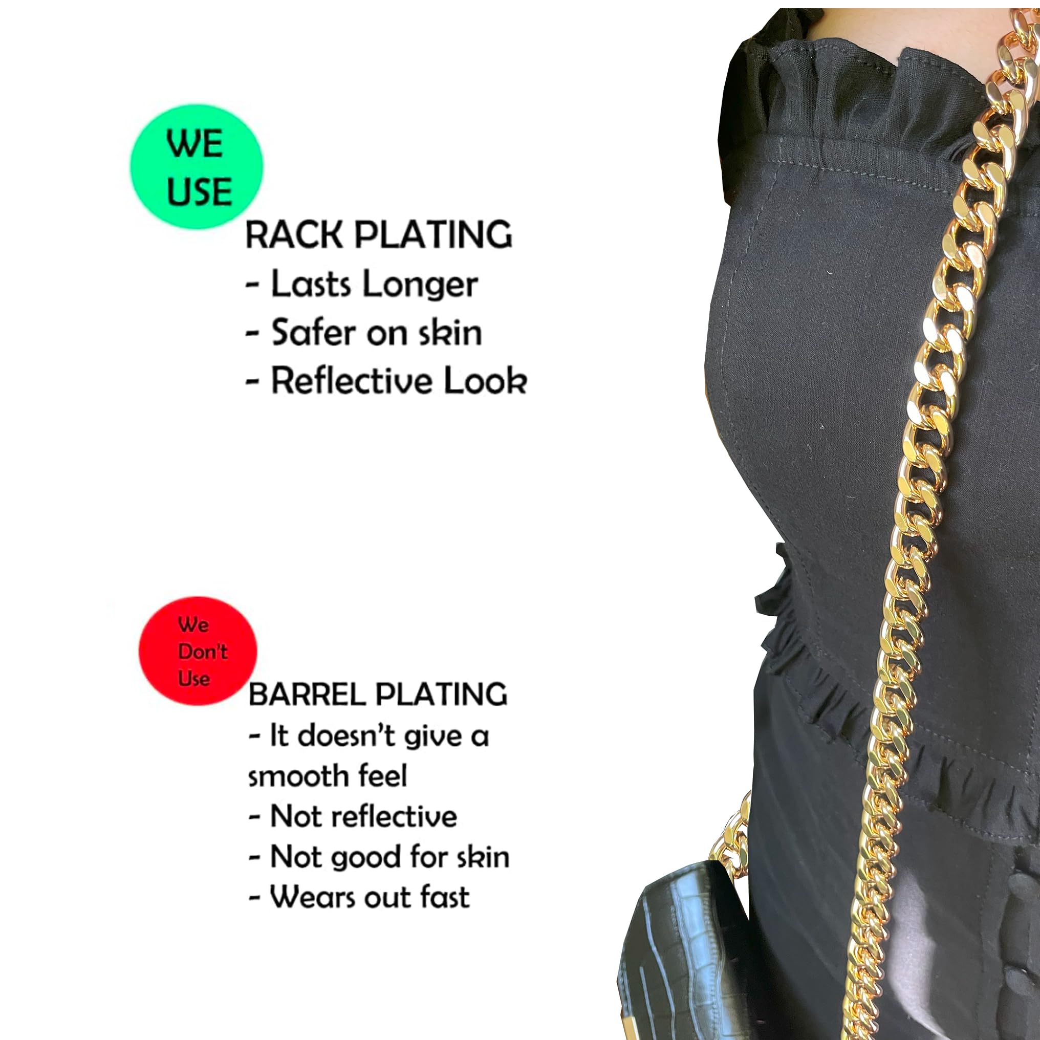 Crossbody Shoulder Strap Purse Chain Replacement (12mm) Light Bag Chain - (40