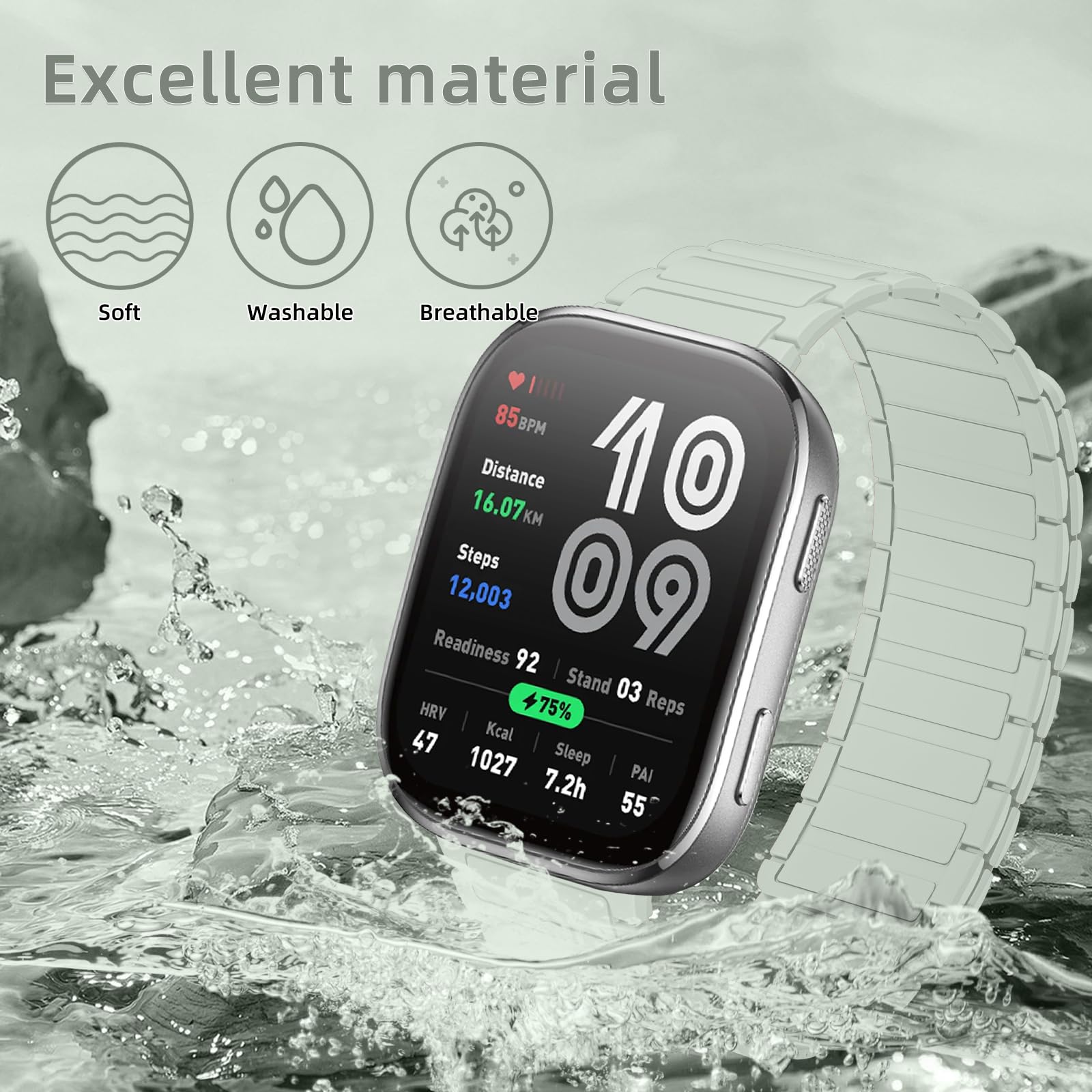 RosMank 22mm Silikon-Armband Mit Magnetverschluss – Für Amazfit, Garmin, Huawei & Mehr