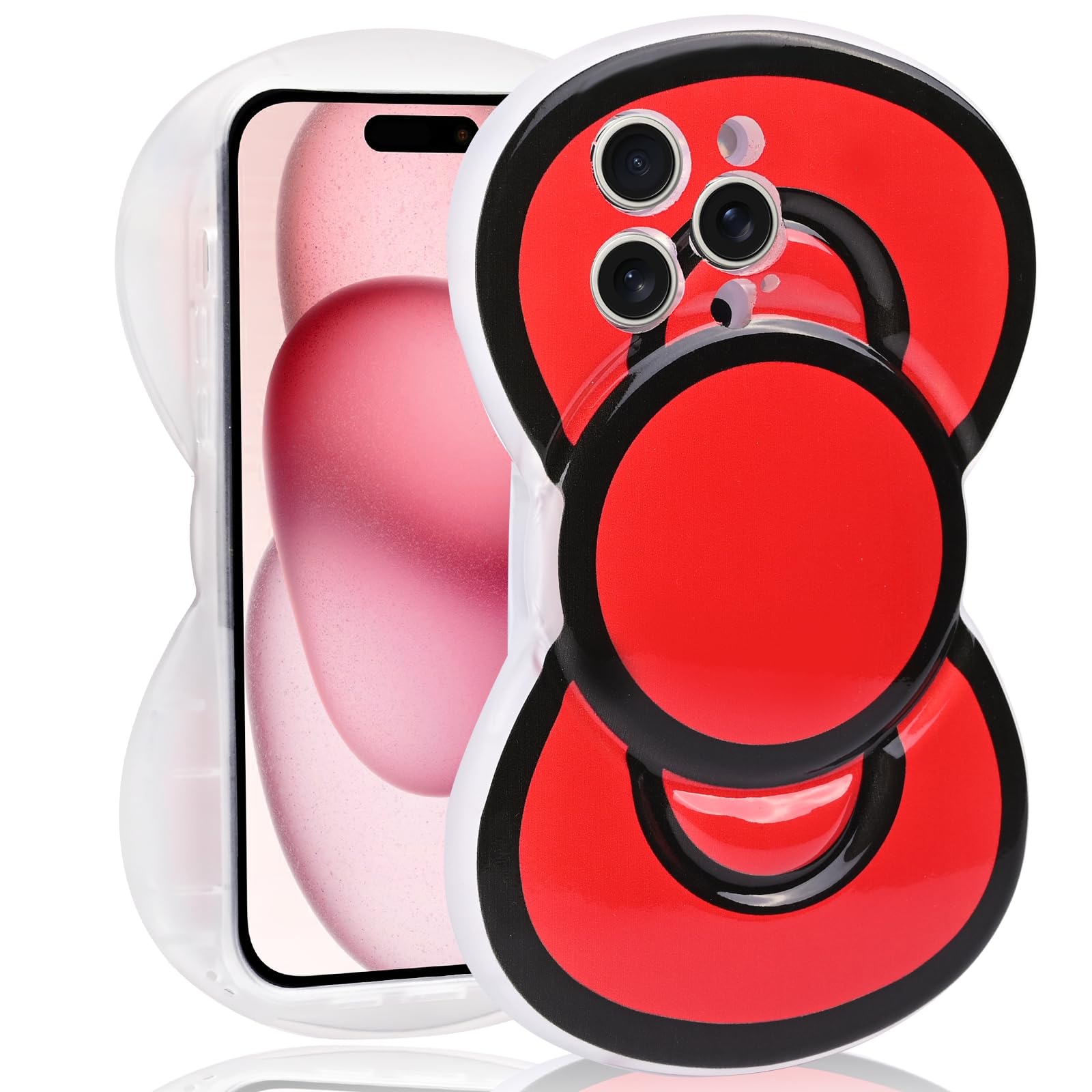 Aleviker Cute Cases for iPhone 14 Pro Max, 3D Bow Shaped Phone Cover Soft Silicone Protective Phone Case for Girls Women Red