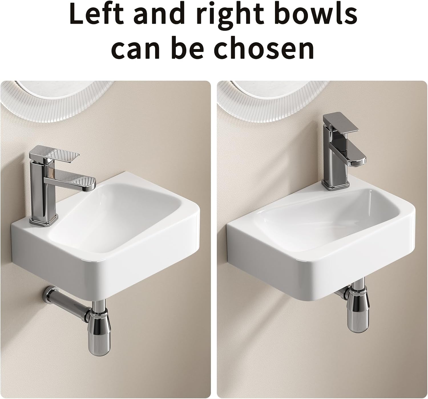 Wall Mounted Bathroom Sink with Faucet and Drain, 14x18 Inch Rectangular Ceramic Vessel Sink, Space Saving Wall Mount Sink for Small Bathroom, Powder Room, RV, Easy Clean Milk White Basin