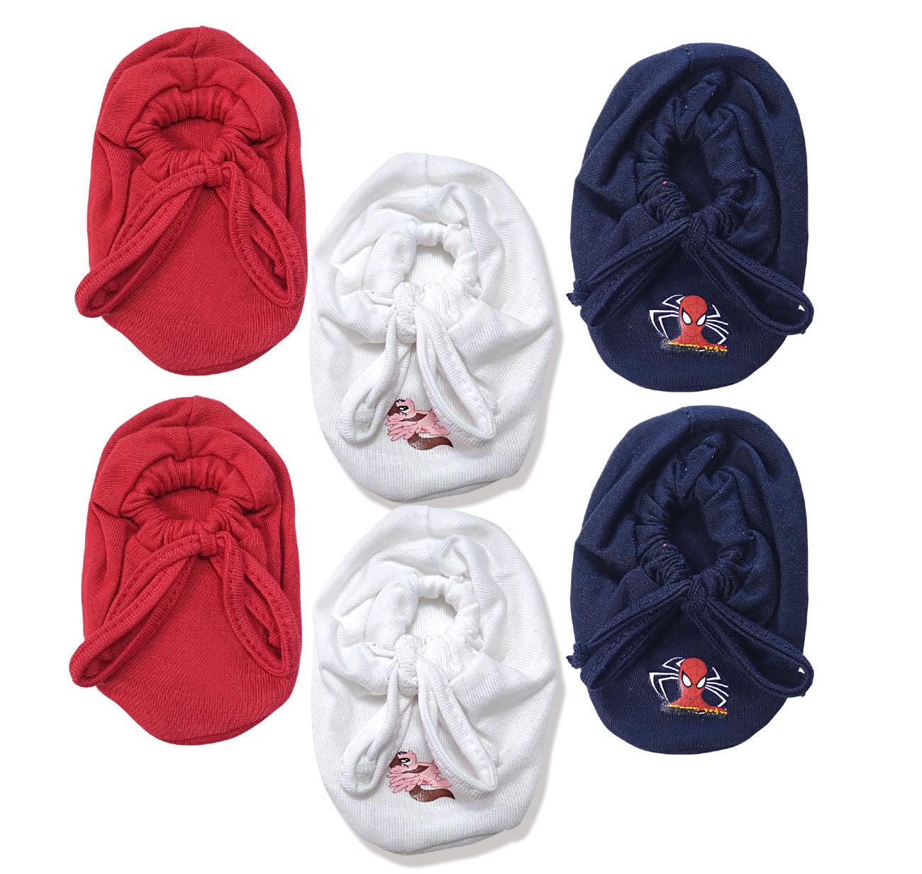 Booty Sest For New Born Baby/Knotted Cotton Booty Set For Newborn/Booties For New Born (0-6 Month)-Set Of 3 Pair - Multicolor