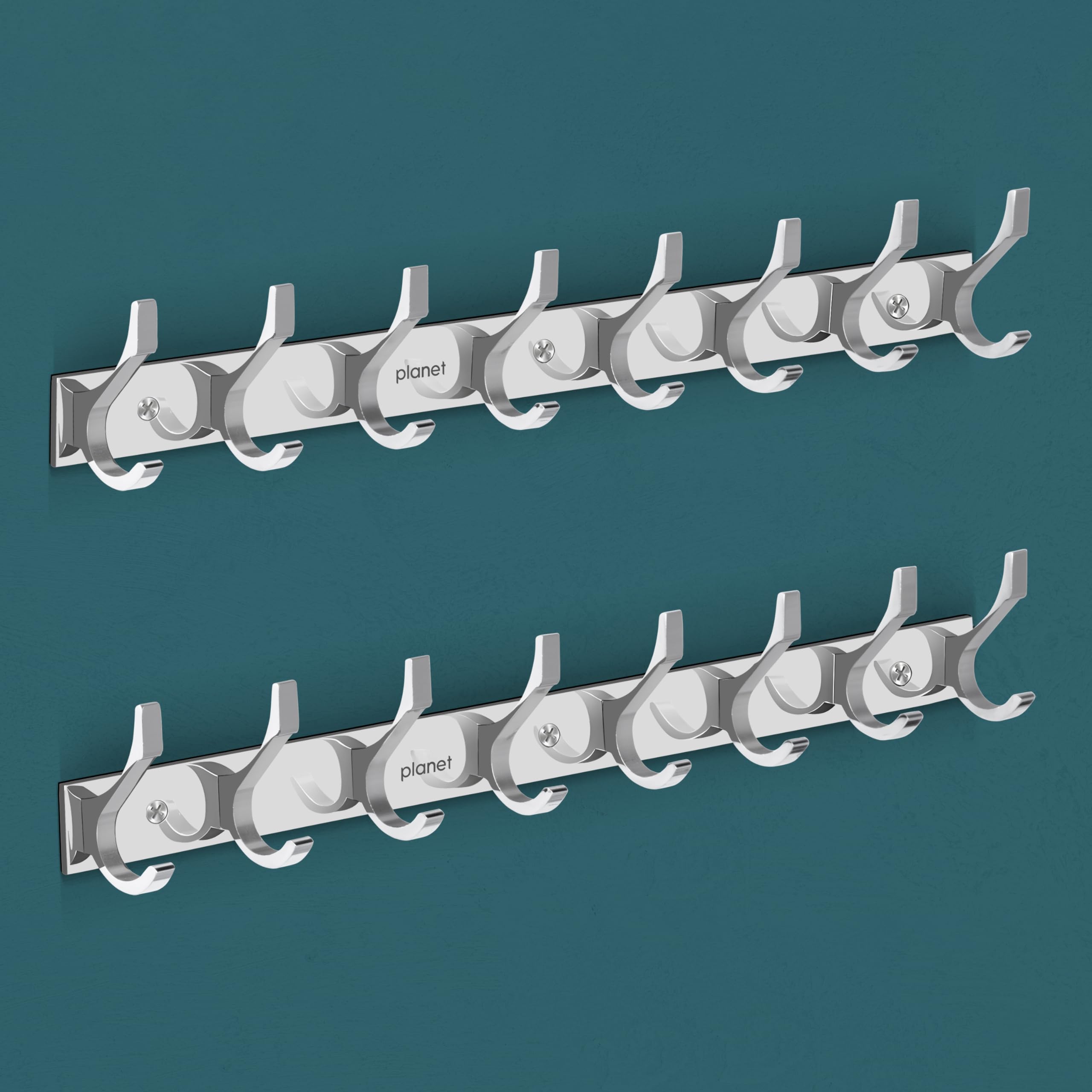 Planet Stainless Steel Wall Hooks for Hanging Cloth/S-Shape/Towel Hangers/Bathroom Robe Hooks/Door Hangers/Wall Hook Rack/Hook Rail for Hanging Keys - 8 Hooks (Pack of 2, Silver) (B0CXTKNWWR) Amazon Price History, Amazon Price Tracker