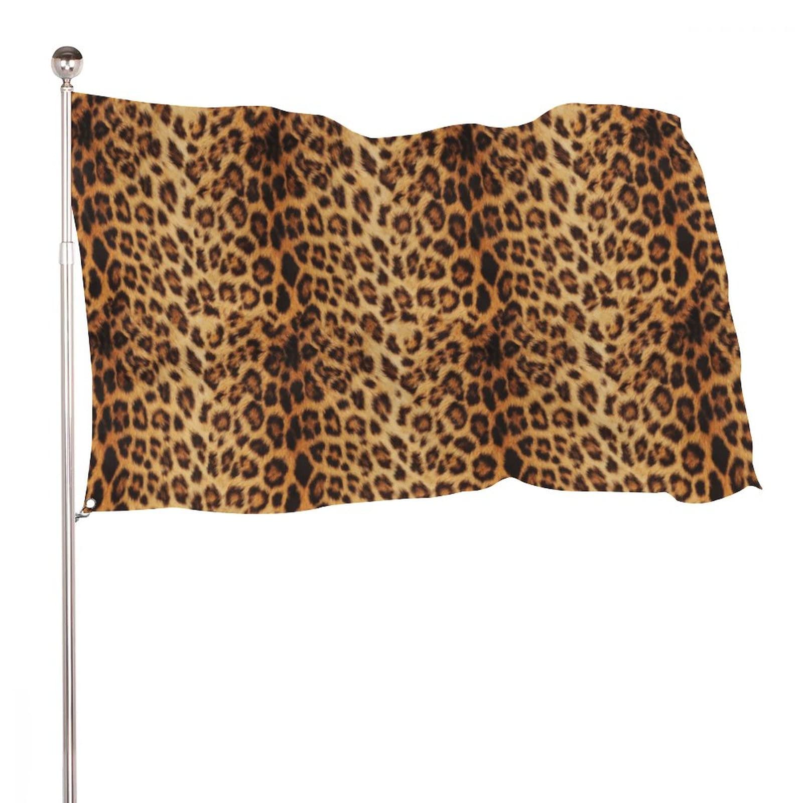 Decorative Garden Flag Yard Banner, Realistic Leopard Pattern Print, All Seasons Holiday Welcome Yard Flag Lawn Hanging Decor 3x5ft -(90x150cm)