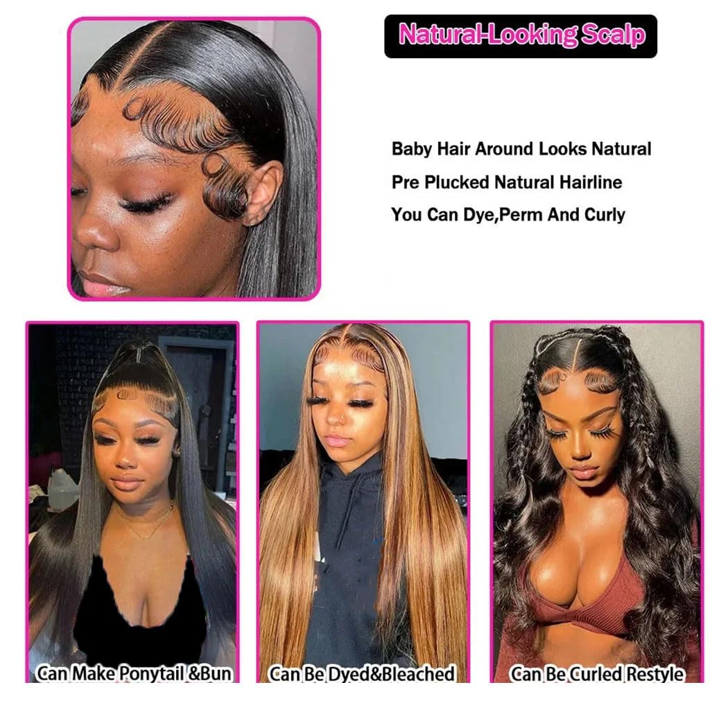 Women's Brazilian Straight Human Hair Wig 13X4 HD Lace Front 13X6 Transparent Lace Frontal 200% Density Pre-Plucked With Baby Hair