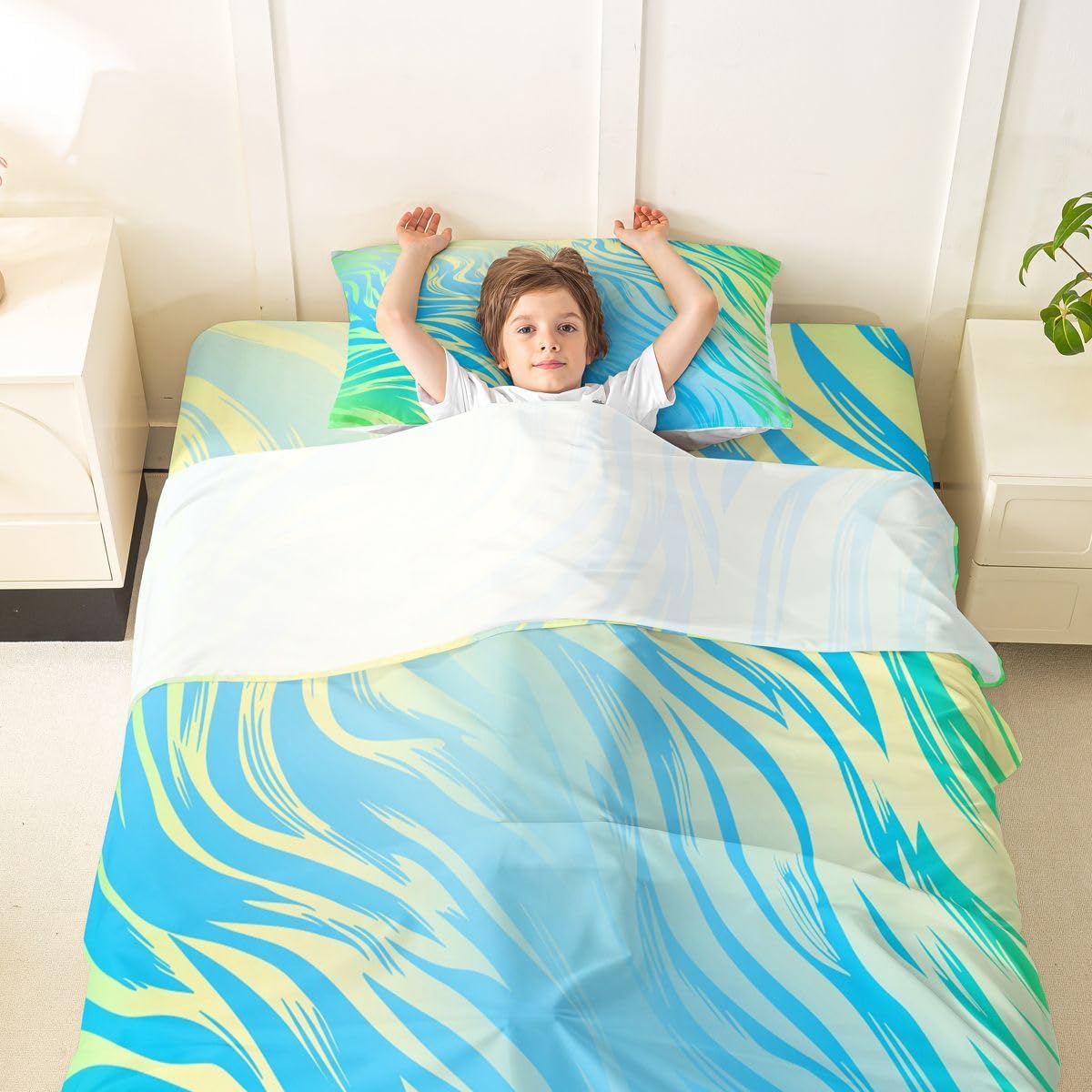 Erosebridal Ombre Zebra Print Sheet Set Tiger Skin Gradient Twin Sheets Set for Toddler Boys | Colorful Striped Geometric Abstract Stripes Fitted Sheet