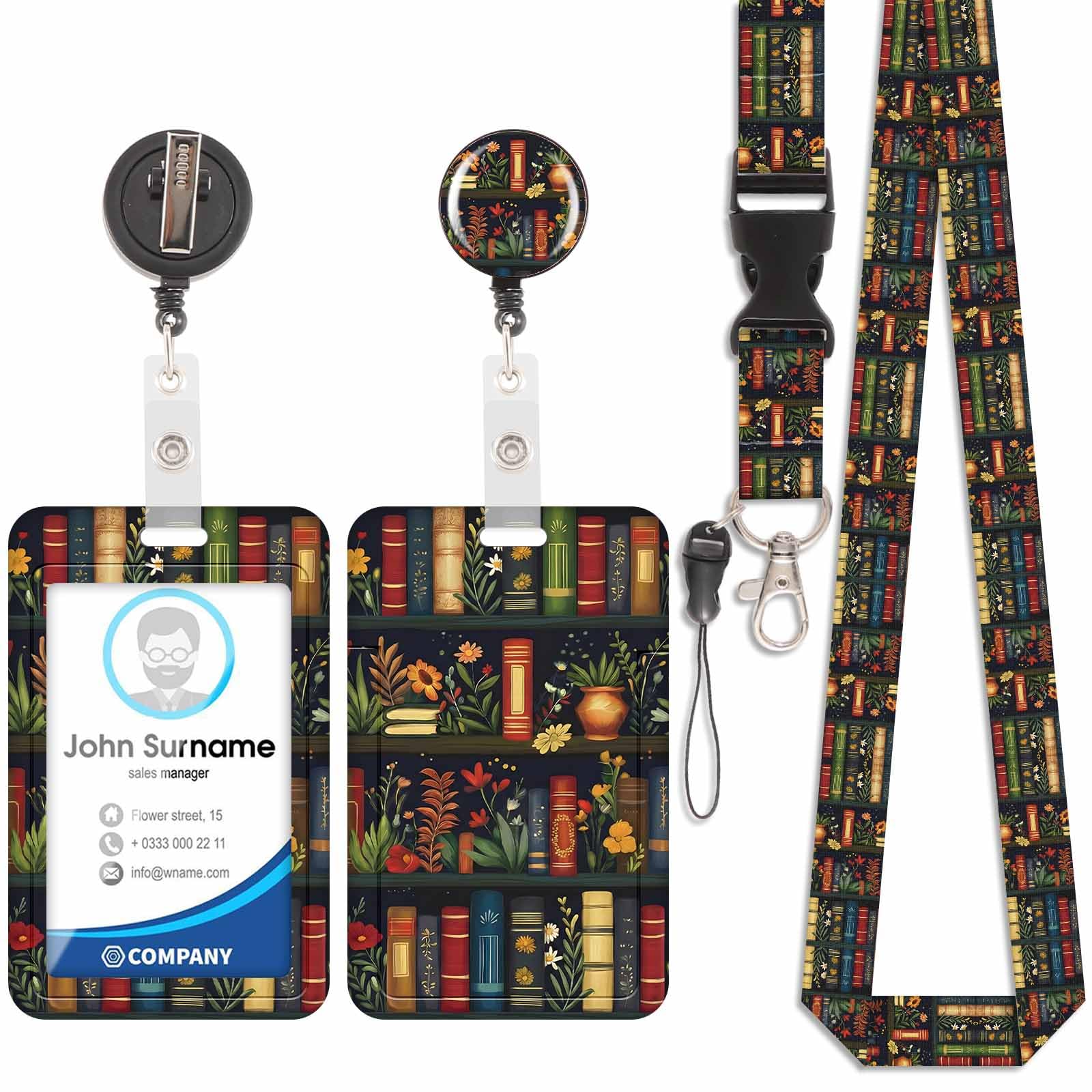 Portatarjetas con cordón para la gargantilla con titular de la tarjeta, titular de tarjetas con bobinas de insignias retráctiles, desmontable Lanyard, Swivel Lobster Clasp, para puerta de insignias de