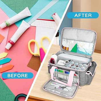 Cricutt Joy Bag Convenient Travel Organizer with Dividers for Cricutt Machine Accessories and Various Supplies, Cricutt Storage Case, Sturdy Oxford Fabric (Pink)