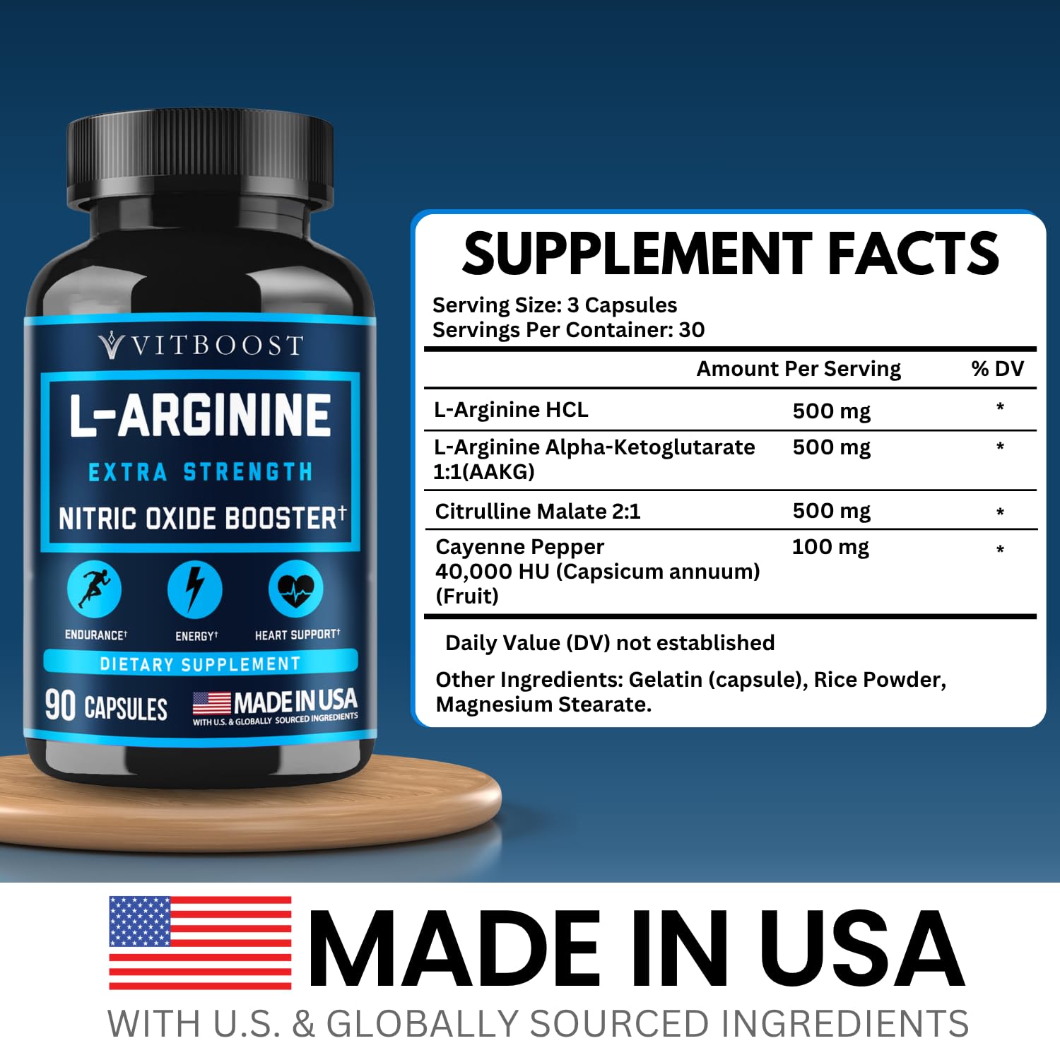 VITBOOST L Arginine Capsules with L-Citrulline 1500mg, 30 Days Supply, 90Ct — Amazon image 3