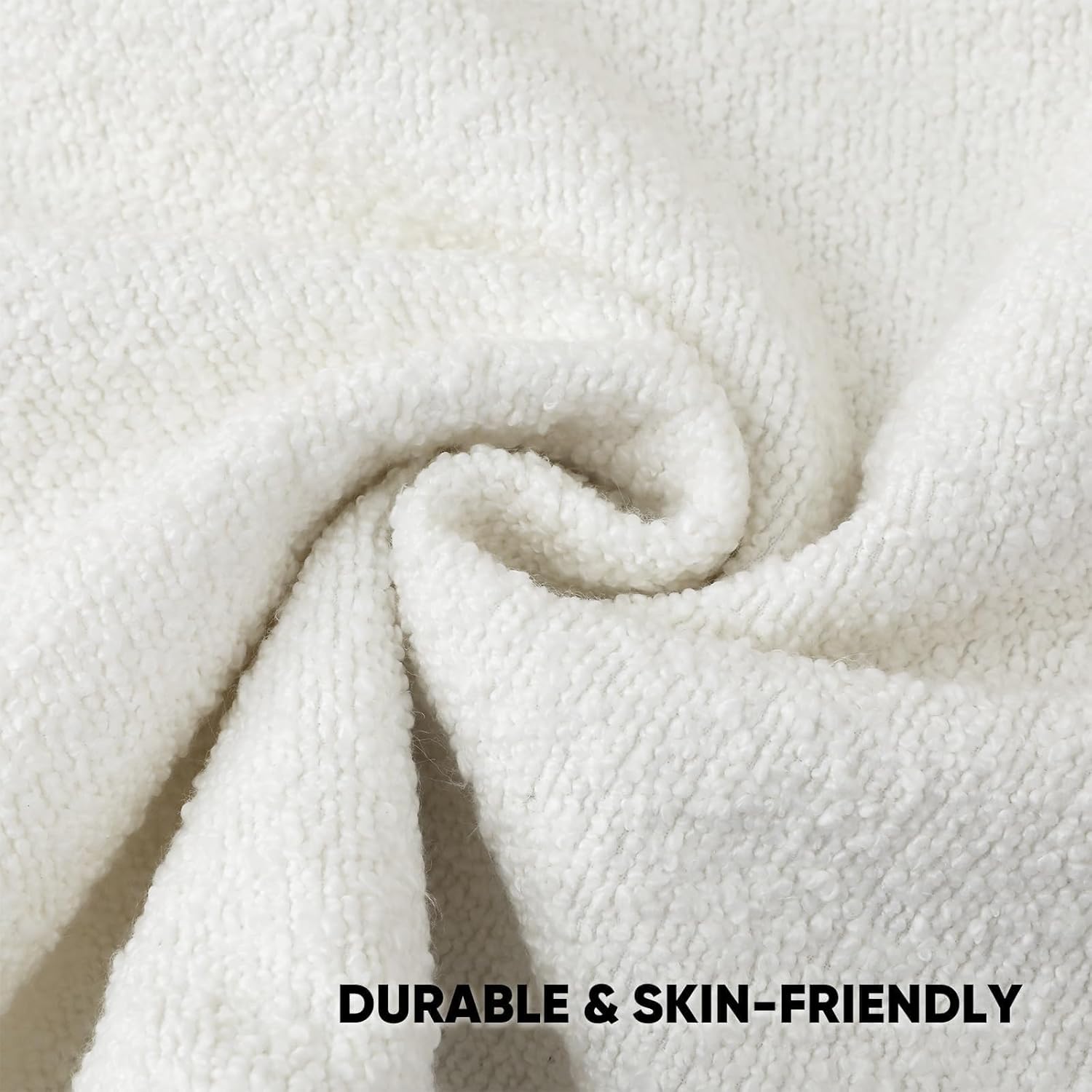 HAUSSY White Set of 2 20x20 Decorative Throw Pillow Covers, Soft Cozy Textured Boucle Couch Cases, Home Decor for Couch Bed Living Room