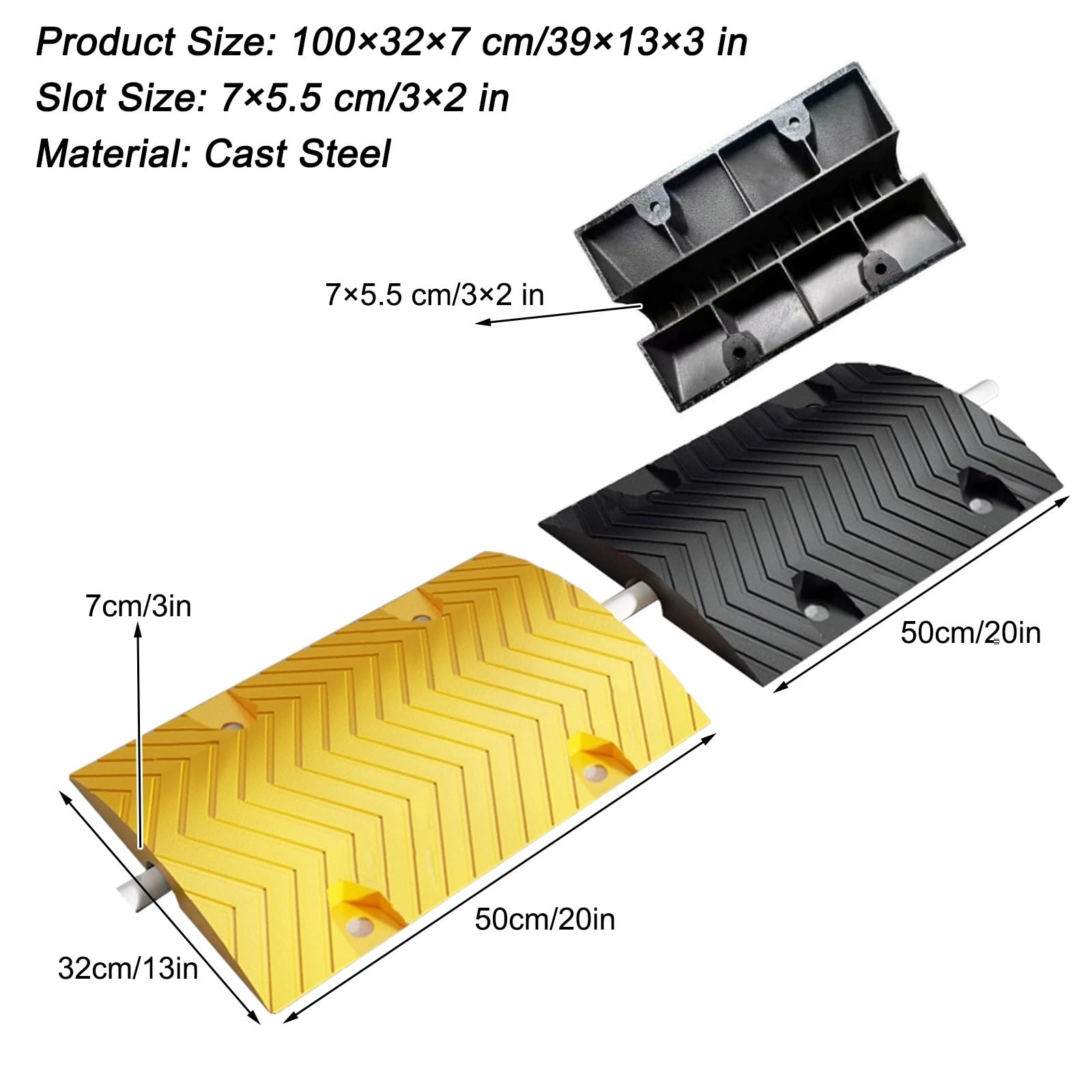 Protector Cable de 1 Canal, Badenes para Garaje de Acero Fundido Resistente, Resistente a 80 Toneladas de Carga, para Carreteras, Zonas Industriales y Zonas con Tráfico Intenso