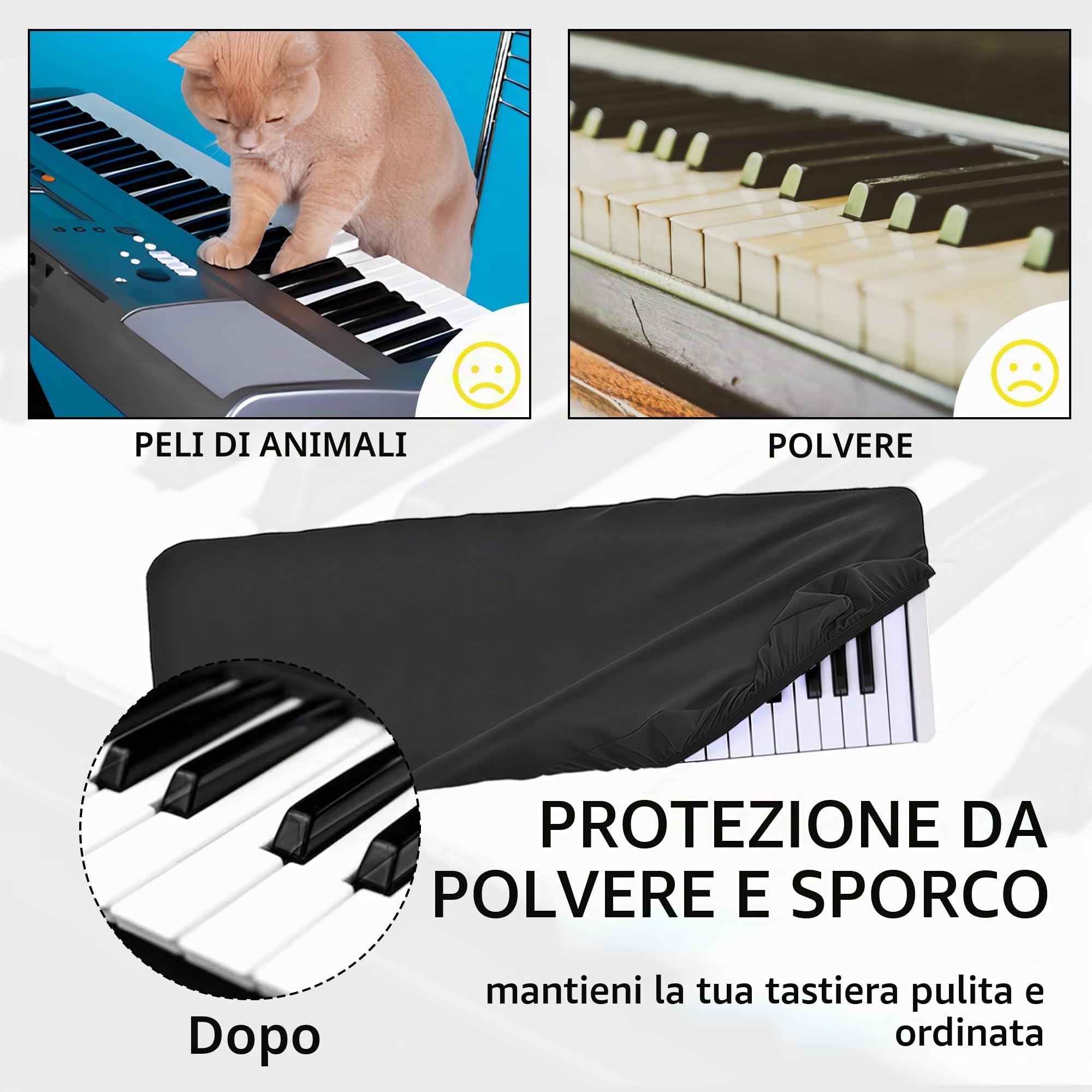 Musiin Copertura antipolvere per tastiera in nylon elasticizzato compatibile con Arturia Keylab Essential 49, fornisce una protezione completa per la tastiera