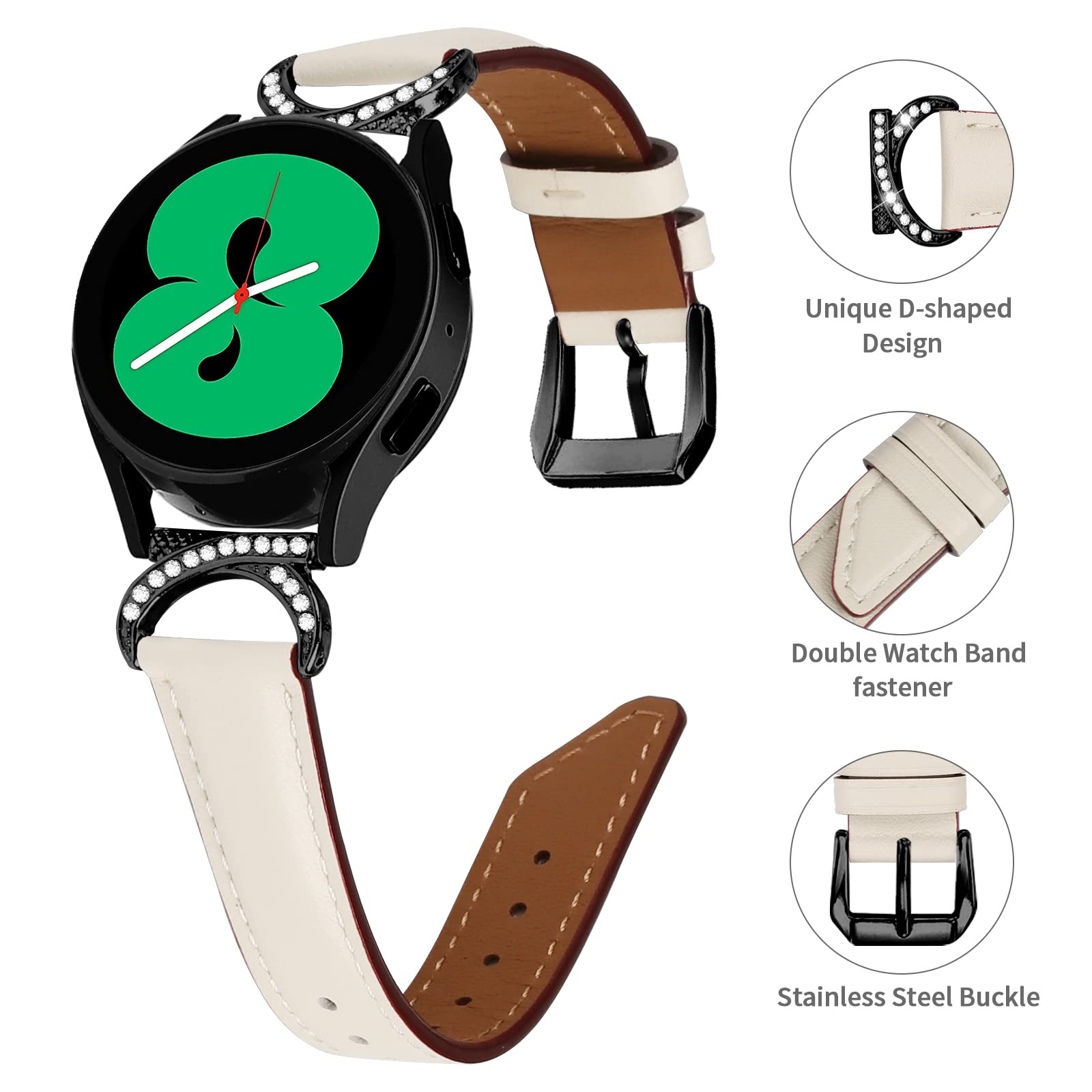 Bracelets de rechange en cuir et métal pour Amazfit GTS 4 Mini, bracelet de montre de rechange pour Amazfit GTR Mini/Bip 3 Pro/GTS 3/GTS 2e/Pop Pro/BIP U (marron)