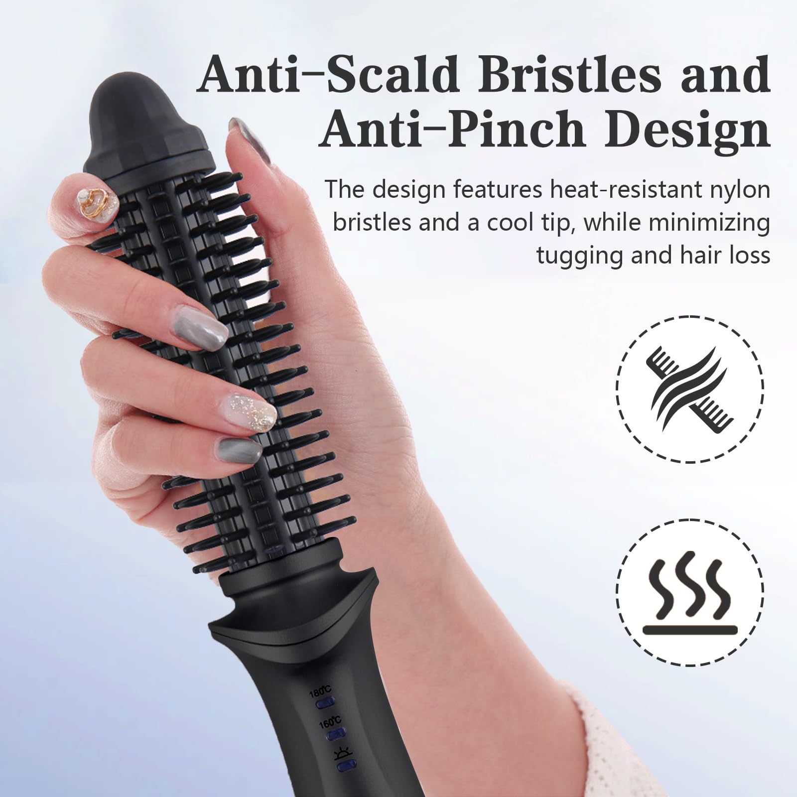 Hot Brush for Short Hair, Mini Heated Round Brush & Thermal
