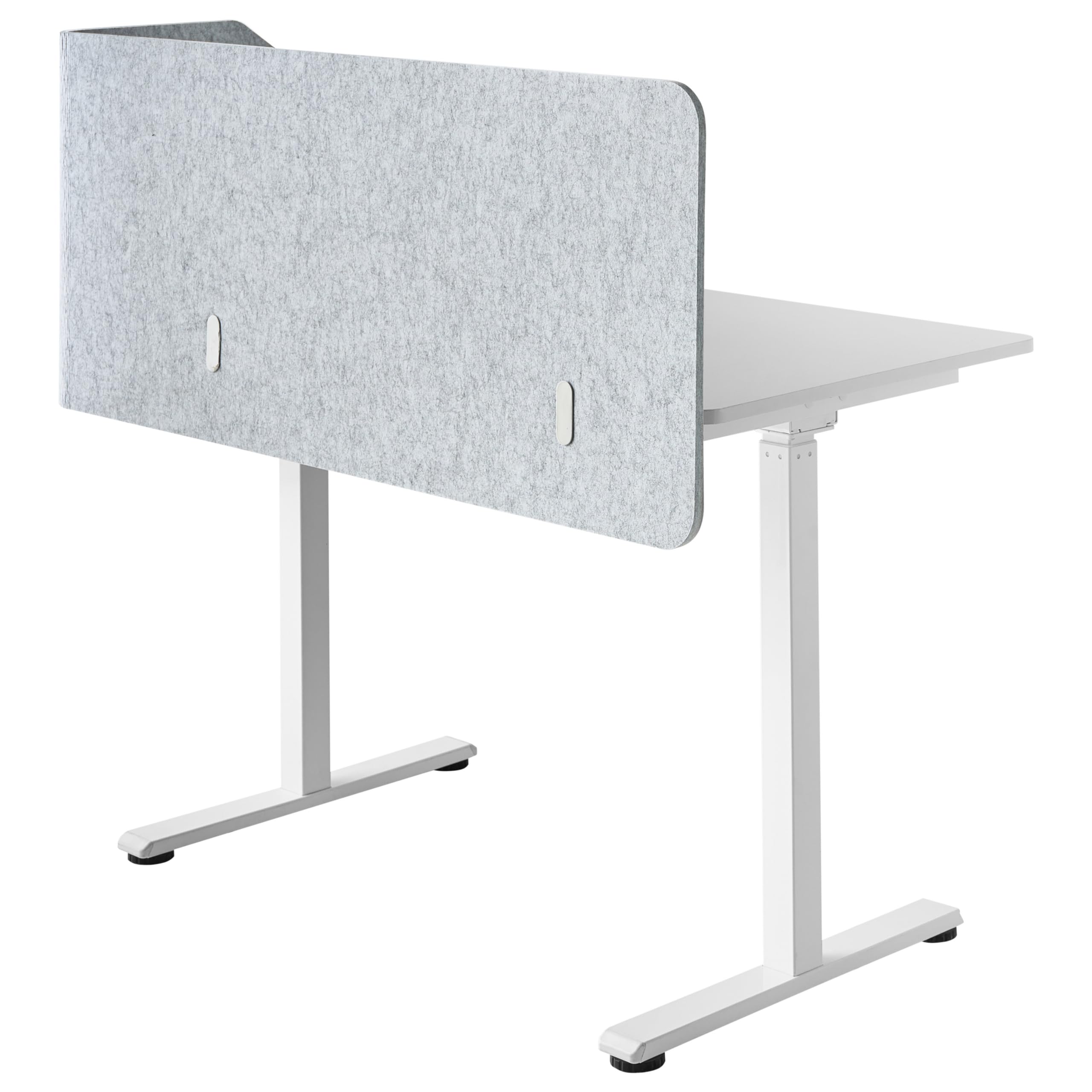 Beliani Schreibtisch Trennwand L-Form Filz Akustik Polster hellgrau 120 x 60 x 50 cm zum Klemmen Foldy