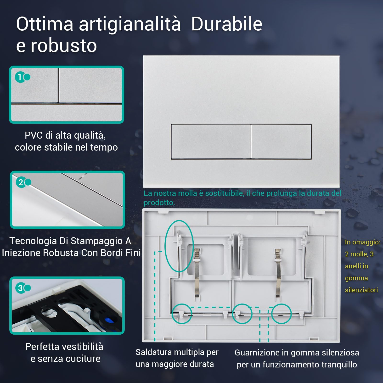 Empyreal Placca di controllo, pezzi di ricambio per cassetta di scarico, modelli precedenti Placca di controllo per Geberit Sigma01 UP320&300, Doppio scarico(Argento Opaco)