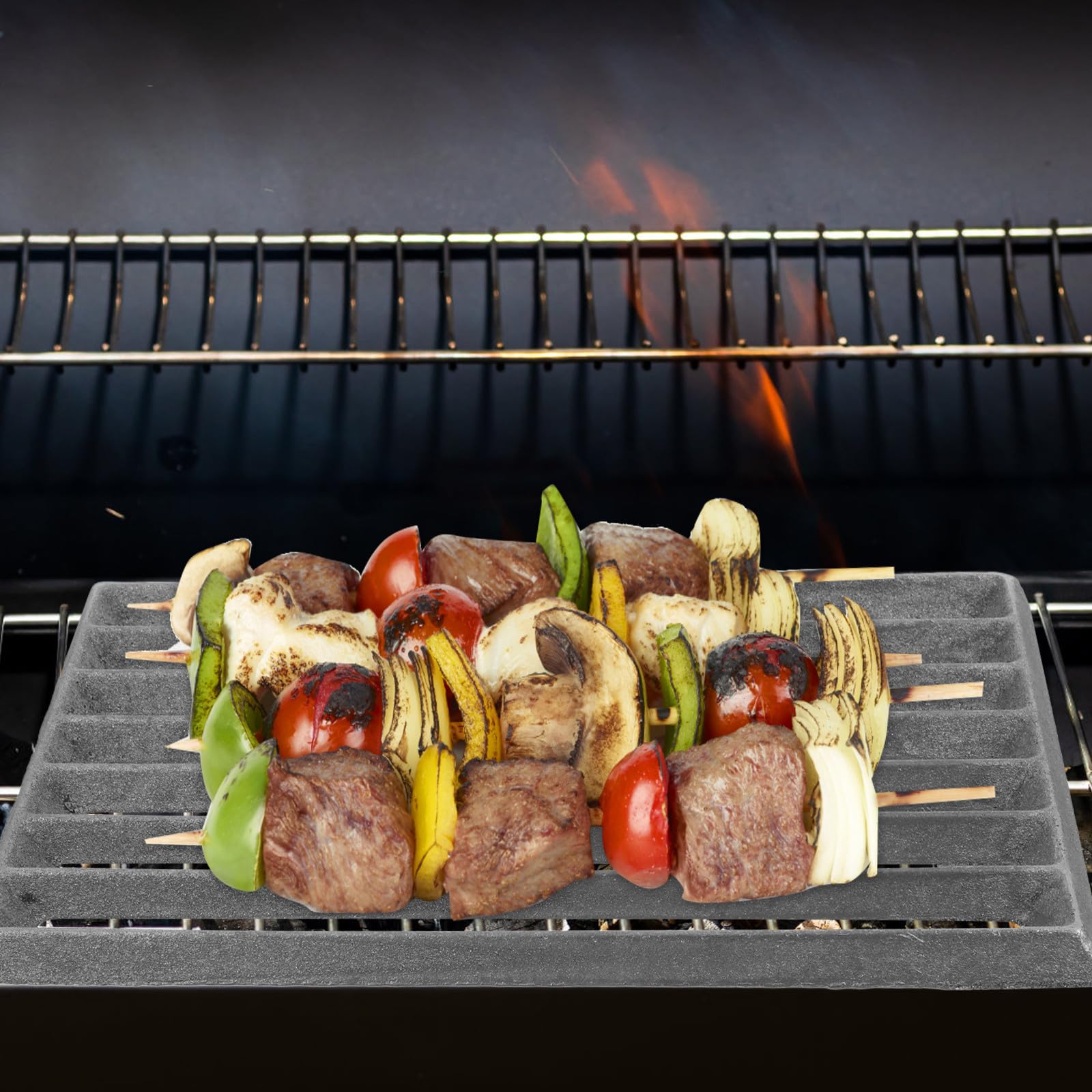 Schwarzer Rechteckiger Gusseisen Holzkohlerost für Vielseitiges Grillzubehör Optimiert Wärmeverteilung für Outdoor Grill und Camping