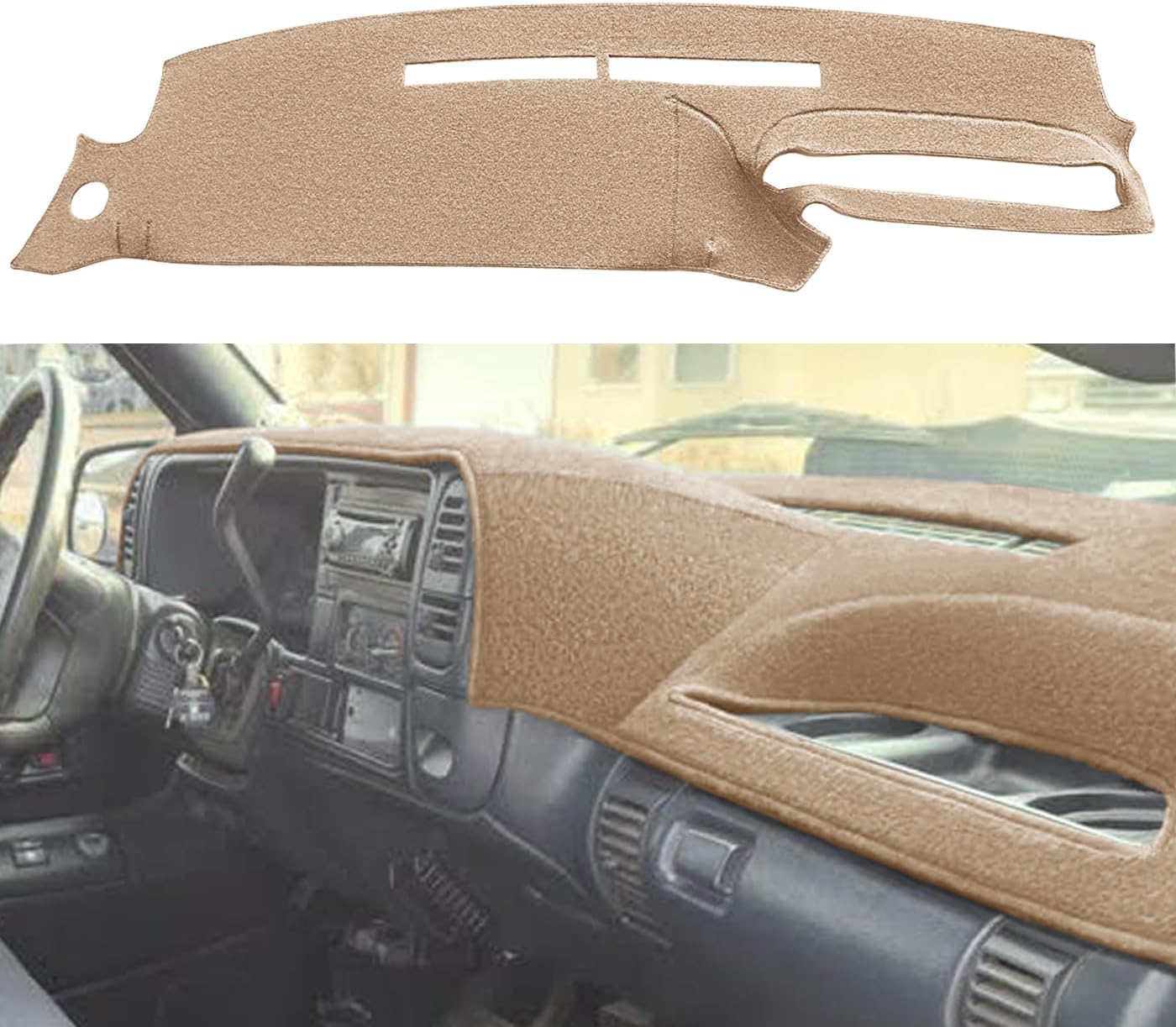 Dash Cover Mat Custom Fit for 1995-1996 Chevy Chevrolet Silverado C1500 C2500 C3500 K1500 K2500 K3500 Tahoe Suburban,GMC Sierra Yukon Suburban Pickup Truck,Dashboard Cover Pad Carpet (95-96 Beige)J131