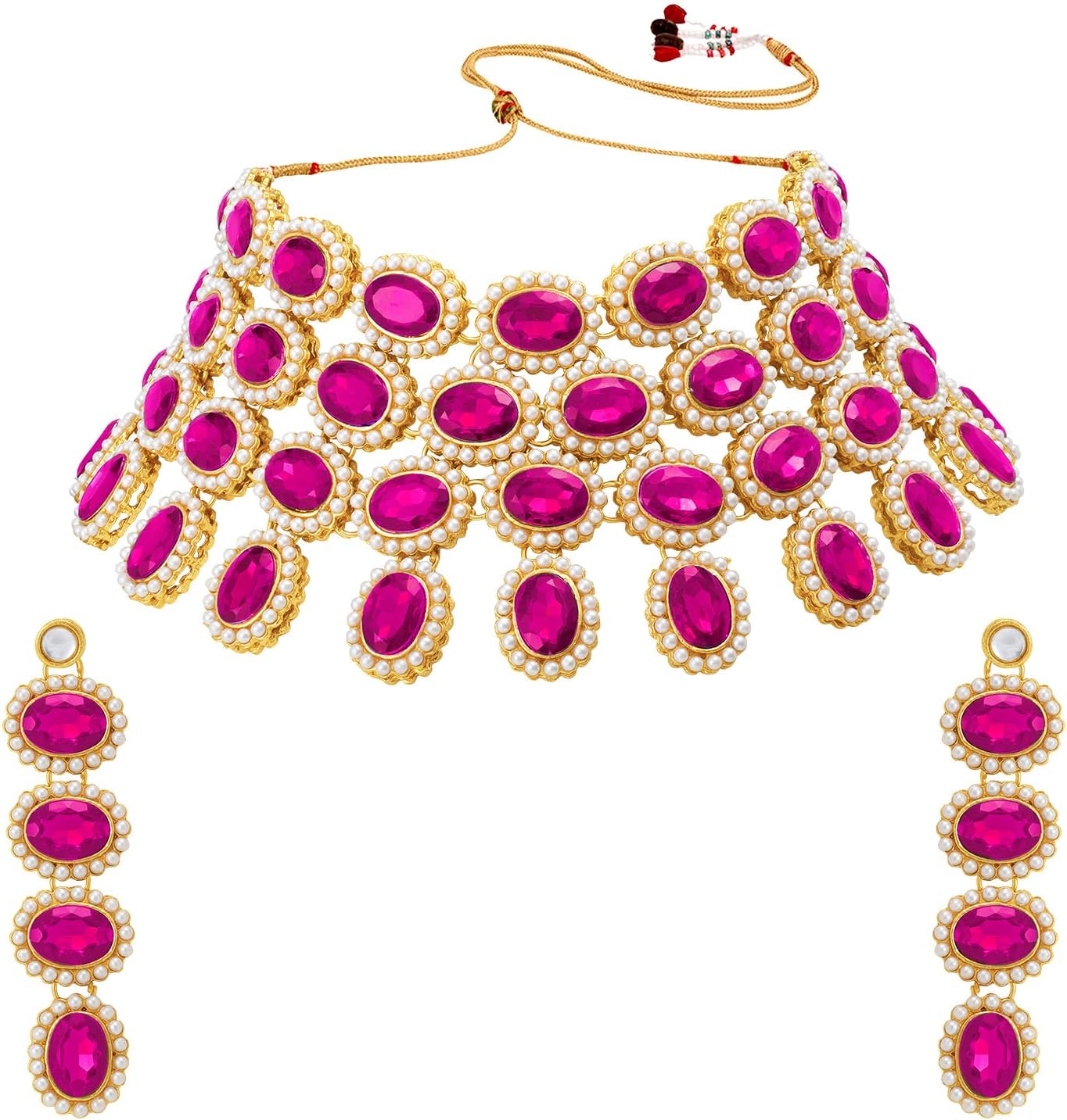 Aheli Stylish Bollywood Choker Necklace with Maang Tikka Set Indian Traditional Wedding Fashion Bharatanatyam jewellery set Gift for Women - Image 8