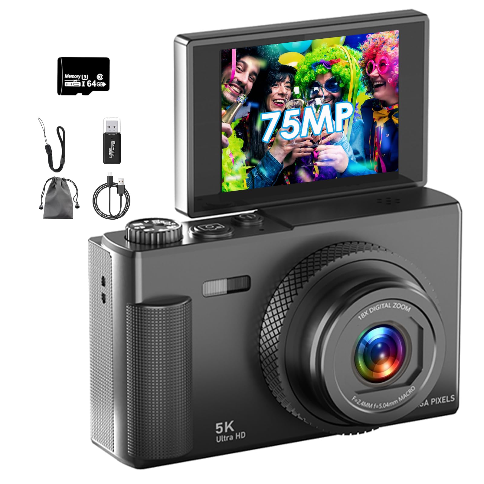 Amazon | デジカメ【5K動画撮影 7500万画素 180°フリップスクリーン Amazon | デジカメ【5K動画撮影 7500万画素 180°フリップスクリーン