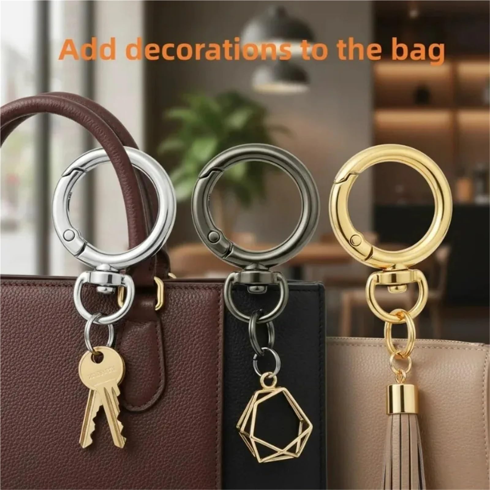 Ganchos De Metal Giratorio 5/10/20/30 Pcs Round Spring Snap Hooks Swivel O Rings Buckles Clips For Bags Purses Keychain DIY(Black,30 Pcs)
