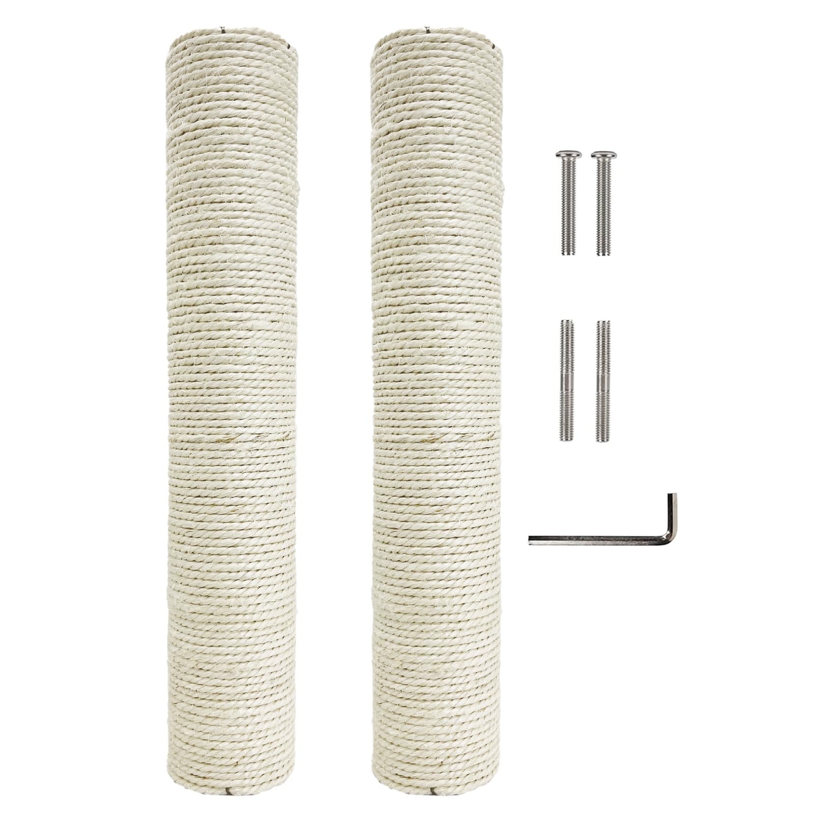 Fhiny 2PCS Cat Scratching Post Replacement 15" Natural Sisal Spare Extension Scratch Post for Cats Tree DIY Craft Refill Pole Parts Hemp Rope