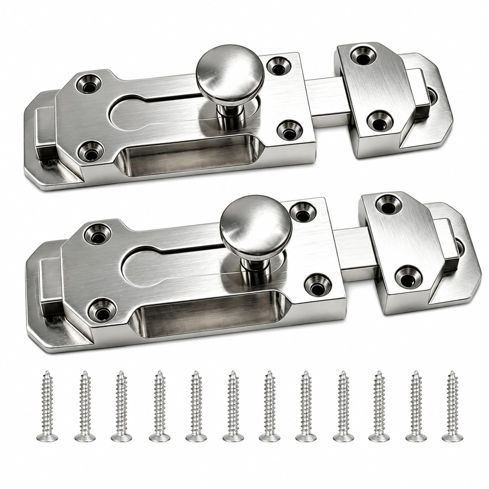 2 Pcs Polished Chrome Door Bolt, 5 Inch Surface Mounted Sliding Lock