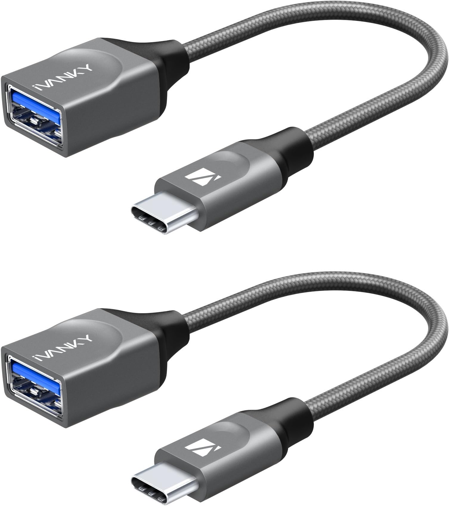 ivanky USB C to USB 3.0 Adapter, (2 Pack) Type C 3.0 OTG Cable, 5 Gbps Thunderbolt 3 to USB Adapter Compatible with MacBook Pro 2019/2018, Pixel 2 3, Dell XPS, Samsung Galaxy S9/S8/Note8 and More