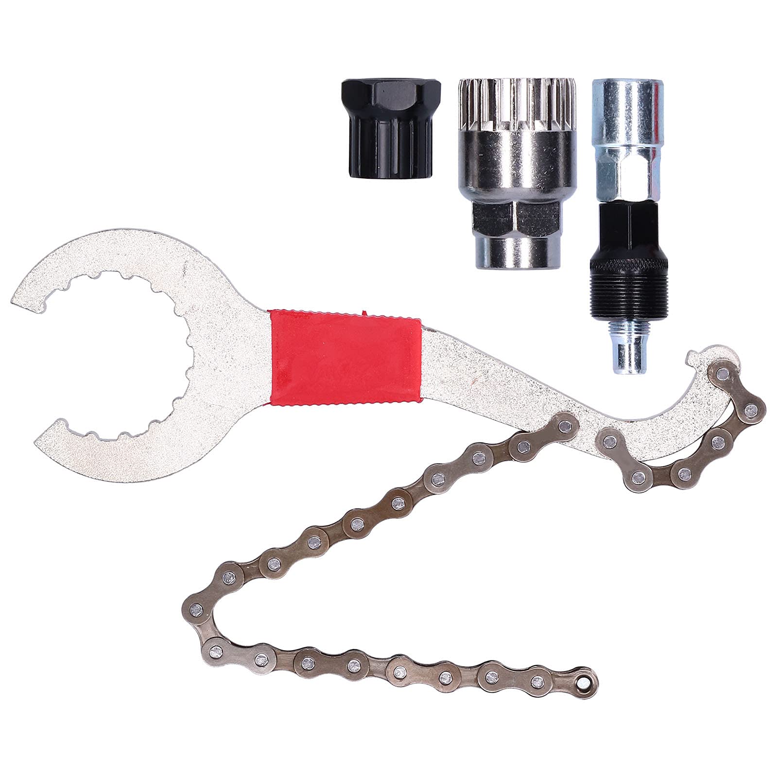 Herramienta para anillo de bloqueo de cassette, herramienta para quitar ruedas, herramienta para cadena de bicicleta, látigo de cadena, piñón, kit de reparación de bicicletas 3 en 1, herramienta par
