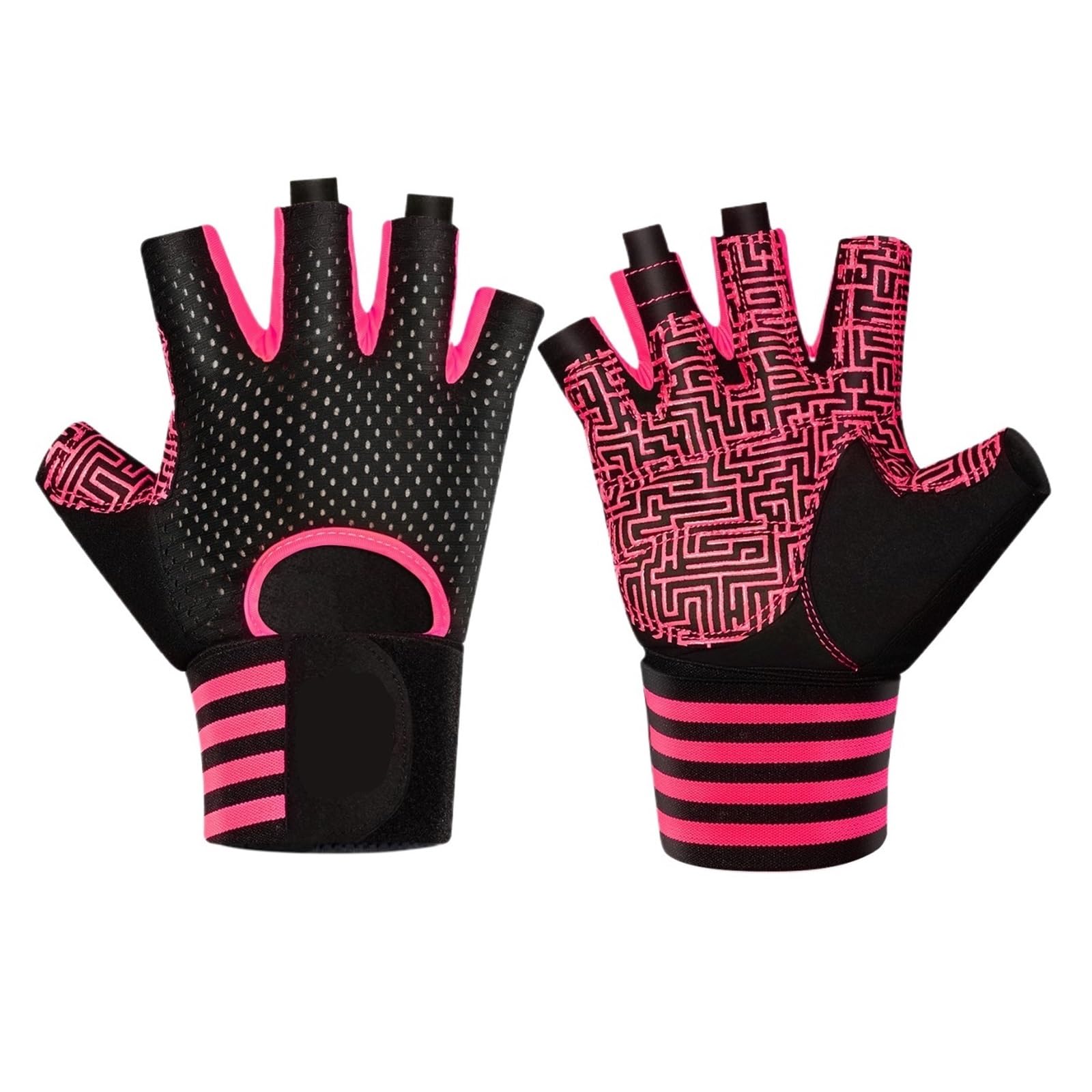 Guanti da palestra Guanti fitness da donna for uomo Guanti protettivi in ​​silicone antiscivolo for bodybuilding Guanti for sollevamento pesi Guanti da allenamento estivi traspiranti da palestra(Pink,