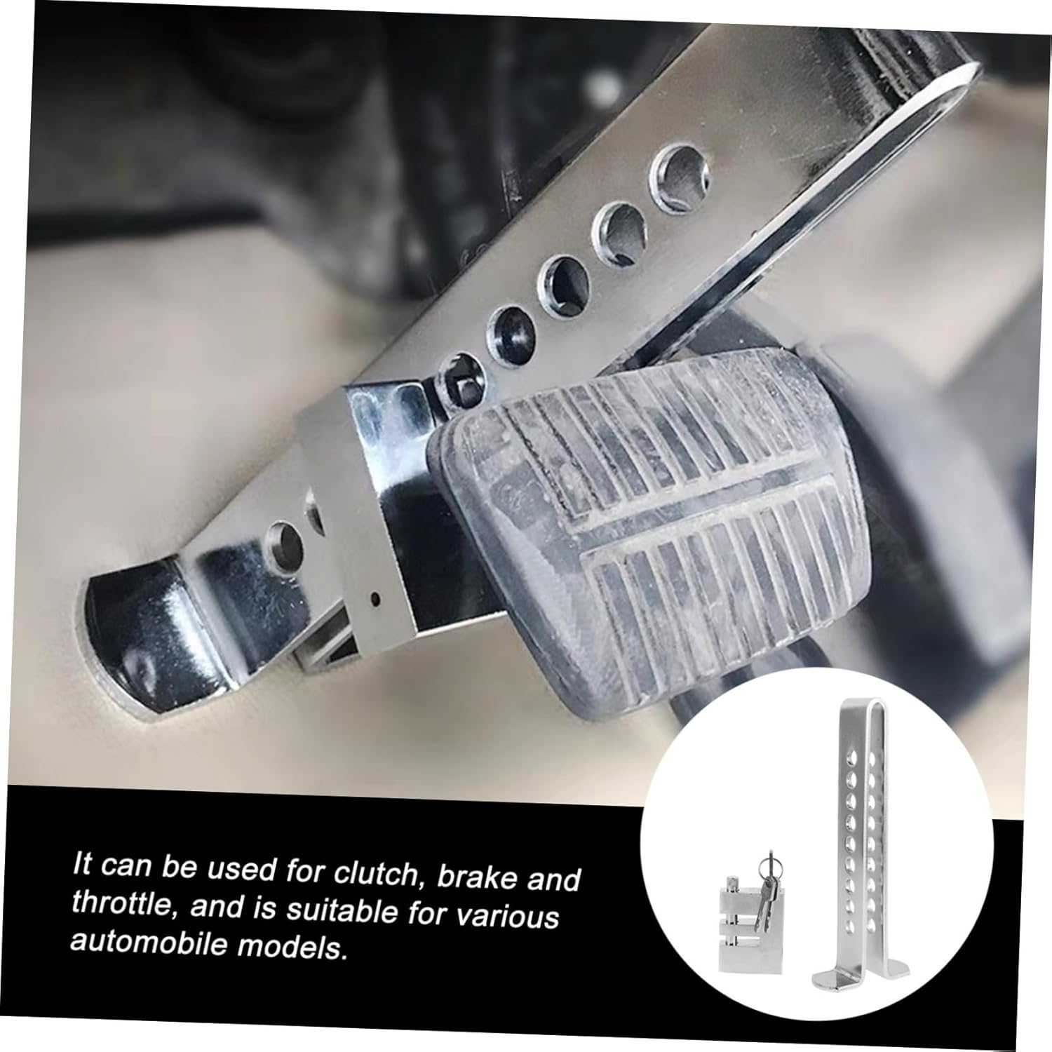 Mobestech Adjustable U-Shaped Theft Lock for Car Brake Clutch and Accelerator Pedals Security Device for Comprehensive Vehicle