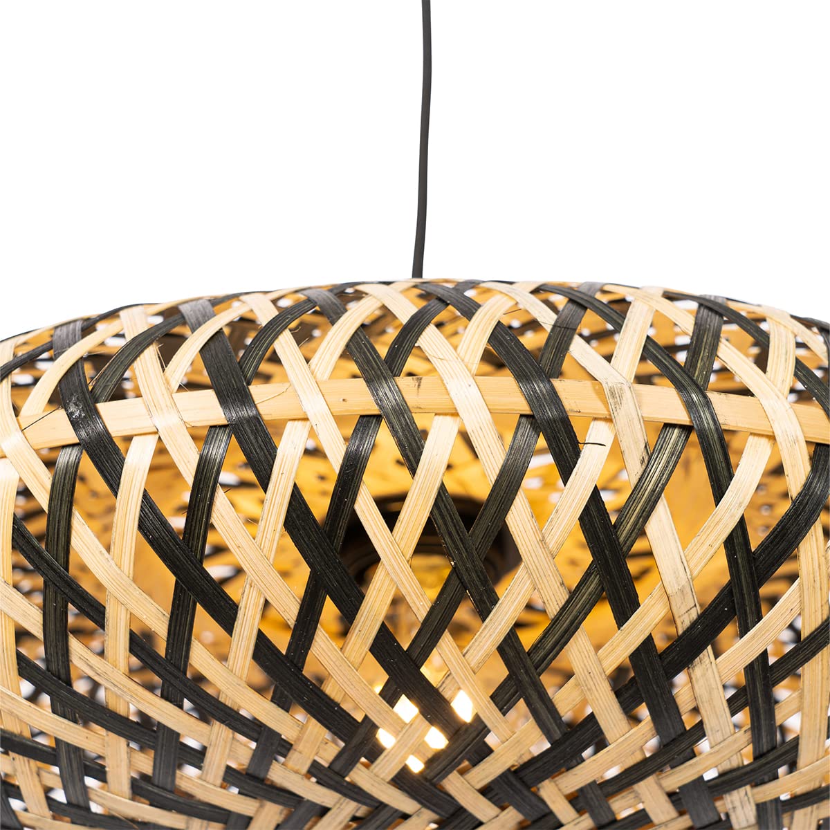 Qazqa Oriental Lámpara colgante oriental bambú negro 40 cm - Ostrava Bambú/Acero Redonda Adecuado para LED Max. 1 x 25 Watt