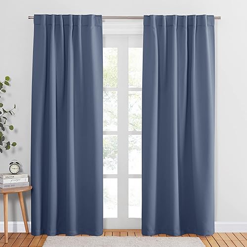 PONY DANCE Cortinas opacas de 84 pulgadas de largo, cortinas con aislamiento térmico, bloque de luz, estilo moderno de diseño moderno para