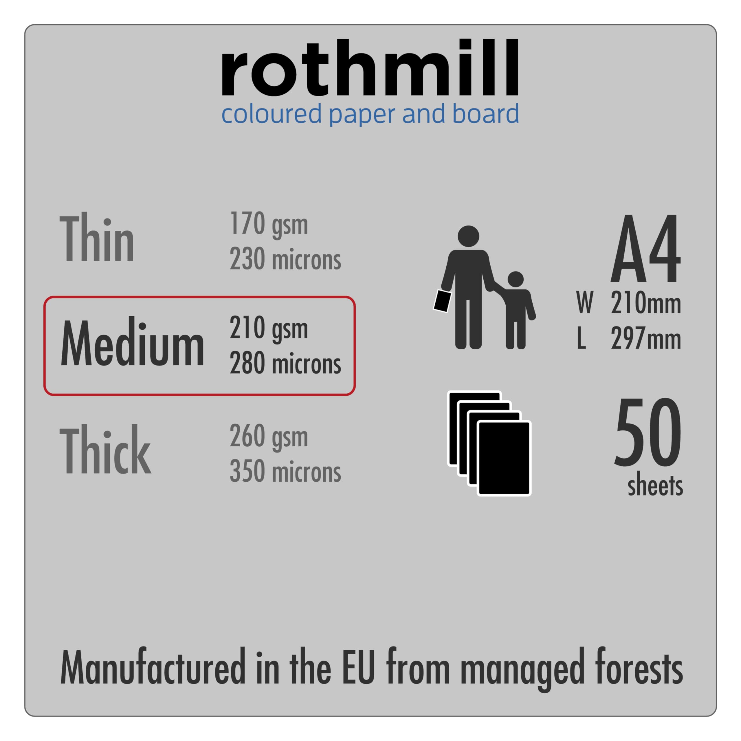 Rothmill A4 Black Card Stock - 210gsm - 280 Micron - 50 Sheets - Image 4