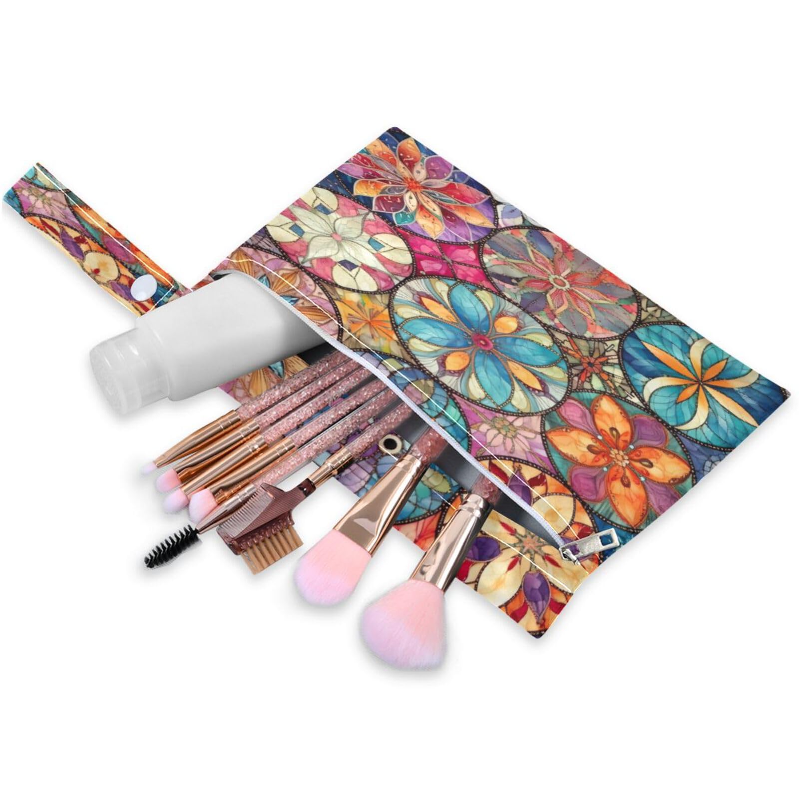 ATTX Colorful Oriental Textile Tile Wet Dry Bags 2-Pack - Reusable Cloth Diaper Storage for Travel, Beach & Gym | Multi-Use Waterproof Bags for Swimsuits, Baby Clothes, Sports Gear#264