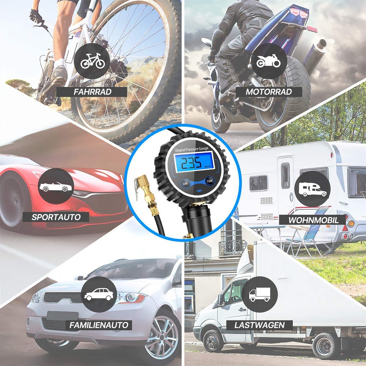 Manometro Pressione Gomme Manometro Digitale pressione gomme 200 PSI Alta Precisione con Luce a LED e Schermo LCD per Auto, SUV, Camion, Moto