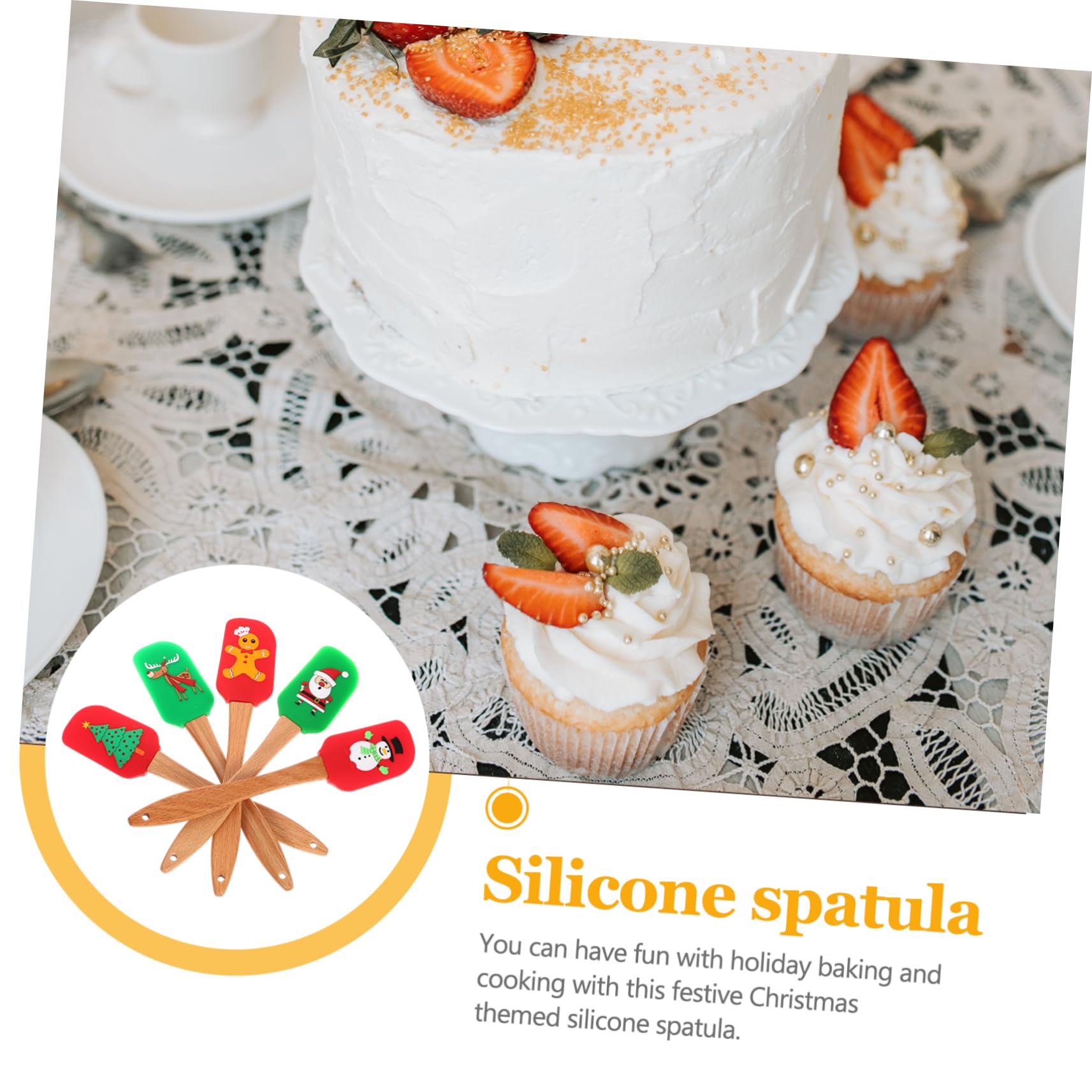 5piezas Espátulas De Silicona Para Hornear Utensilios De Pastelería Resistentes Al Calor Herramientas De Repostería Para Decoración De Tartas Diseño De Navidad Para Cocinas y