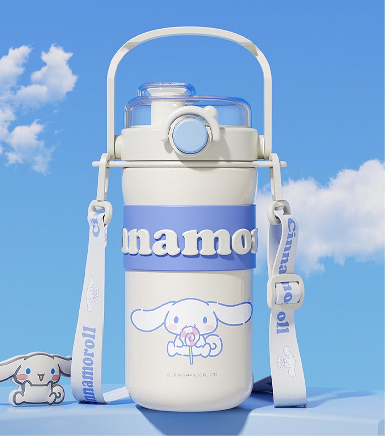 Cinnamoroll Stainless Steel Insulated Water Bottle with Handle and Strap 635ml - Image 3
