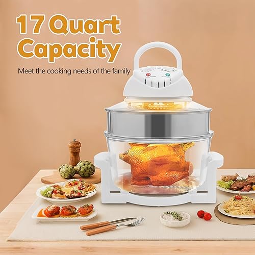 Miniatura 2 de Freidora de aire de vidrio no tóxica 18QT multifunción grande con olla de vidrio visible 360 antideslizante temporizador de 60 minutos para uso